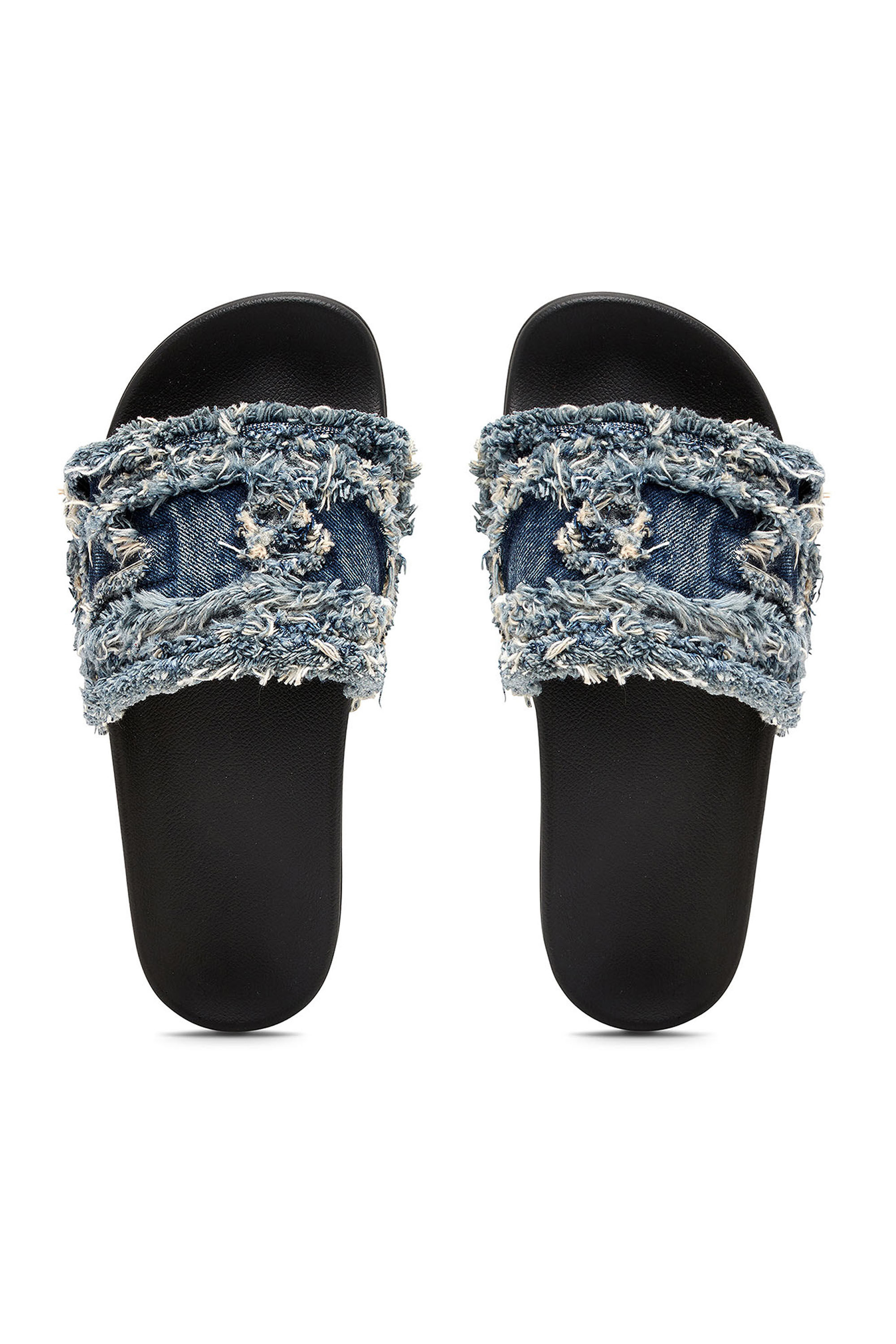 Women's Sa-Slide D-Fringed denim slides | Blue | Diesel