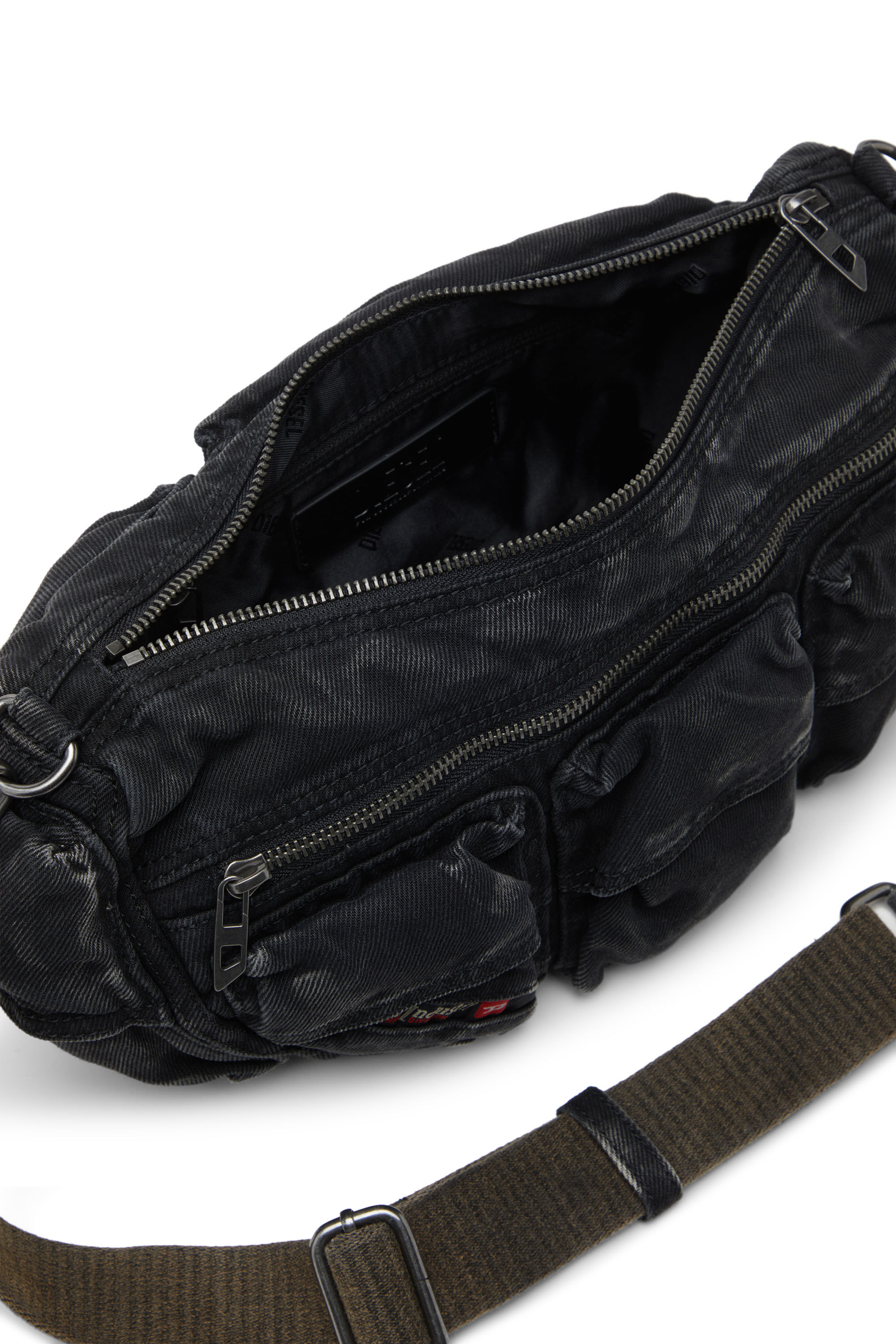 Women's Multi-Pkts-Multipocket bag in washed denim | Black