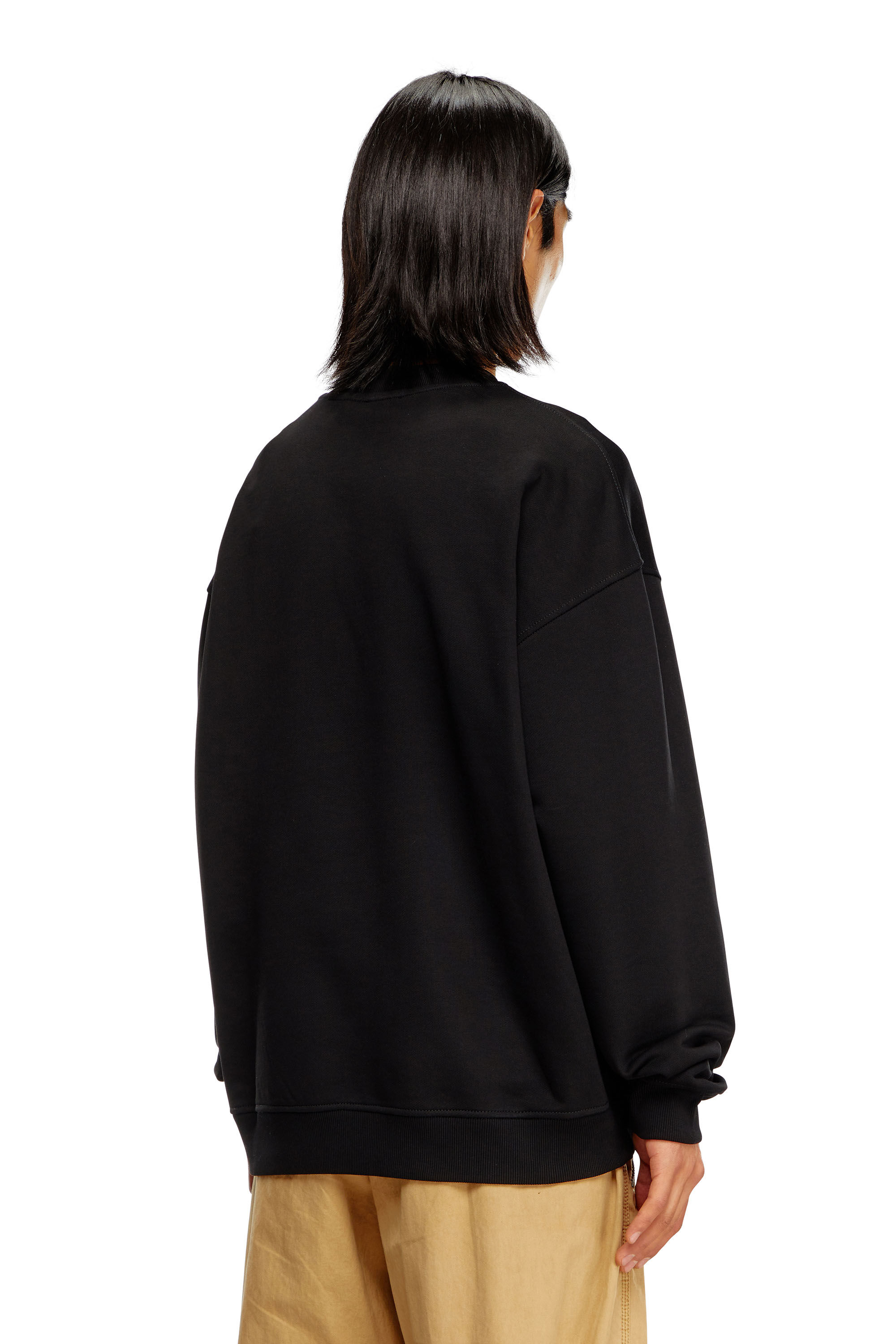 【送料&関税込】Diesel S-boxt-od Sweatshirt S-BOXT-HOOD-RAW V-neck hoodie in treated jersey｜ブラック
