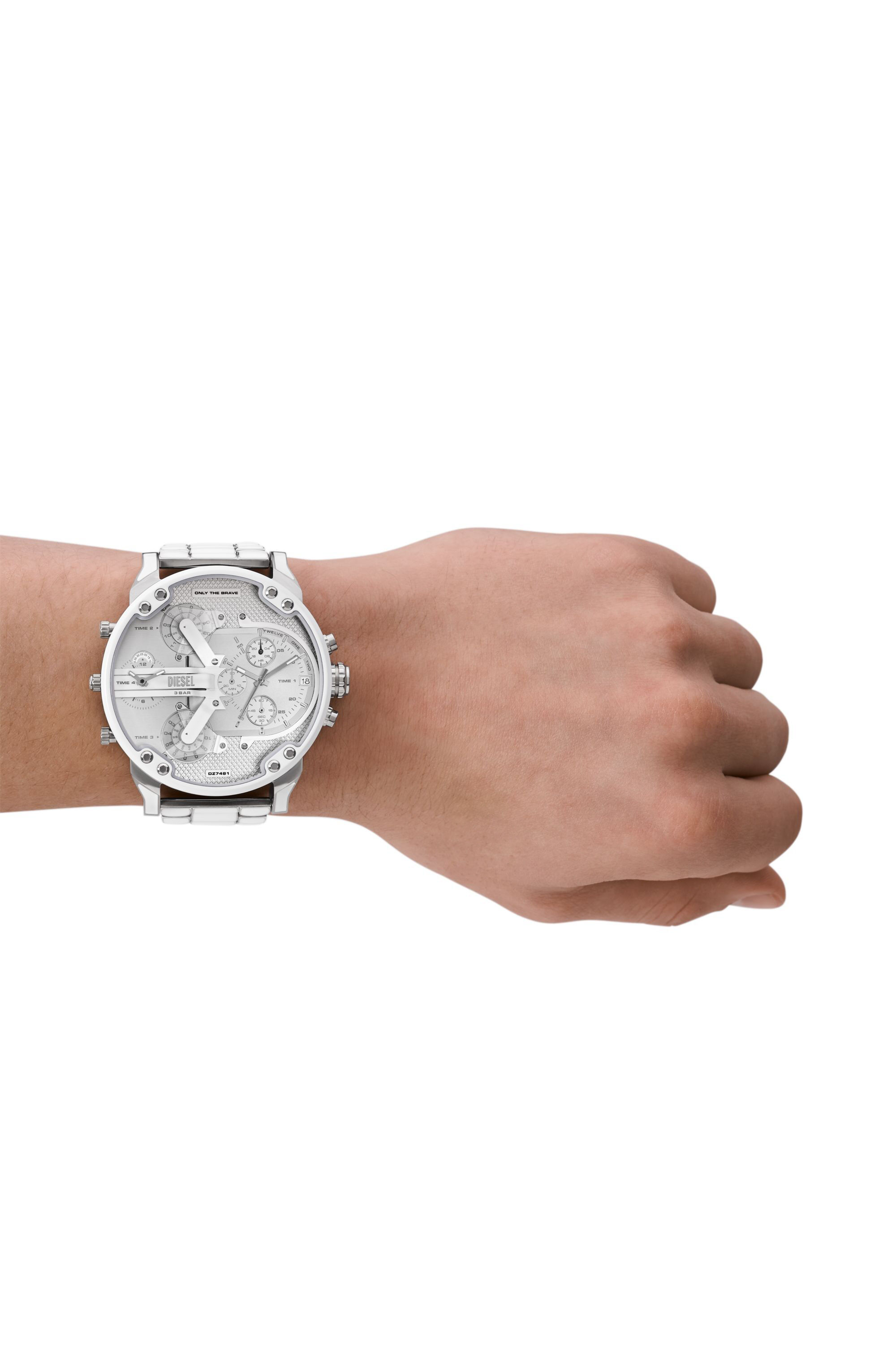 Men's Mr. Daddy 2.0 white and stainless steel watch | Silver | Diesel