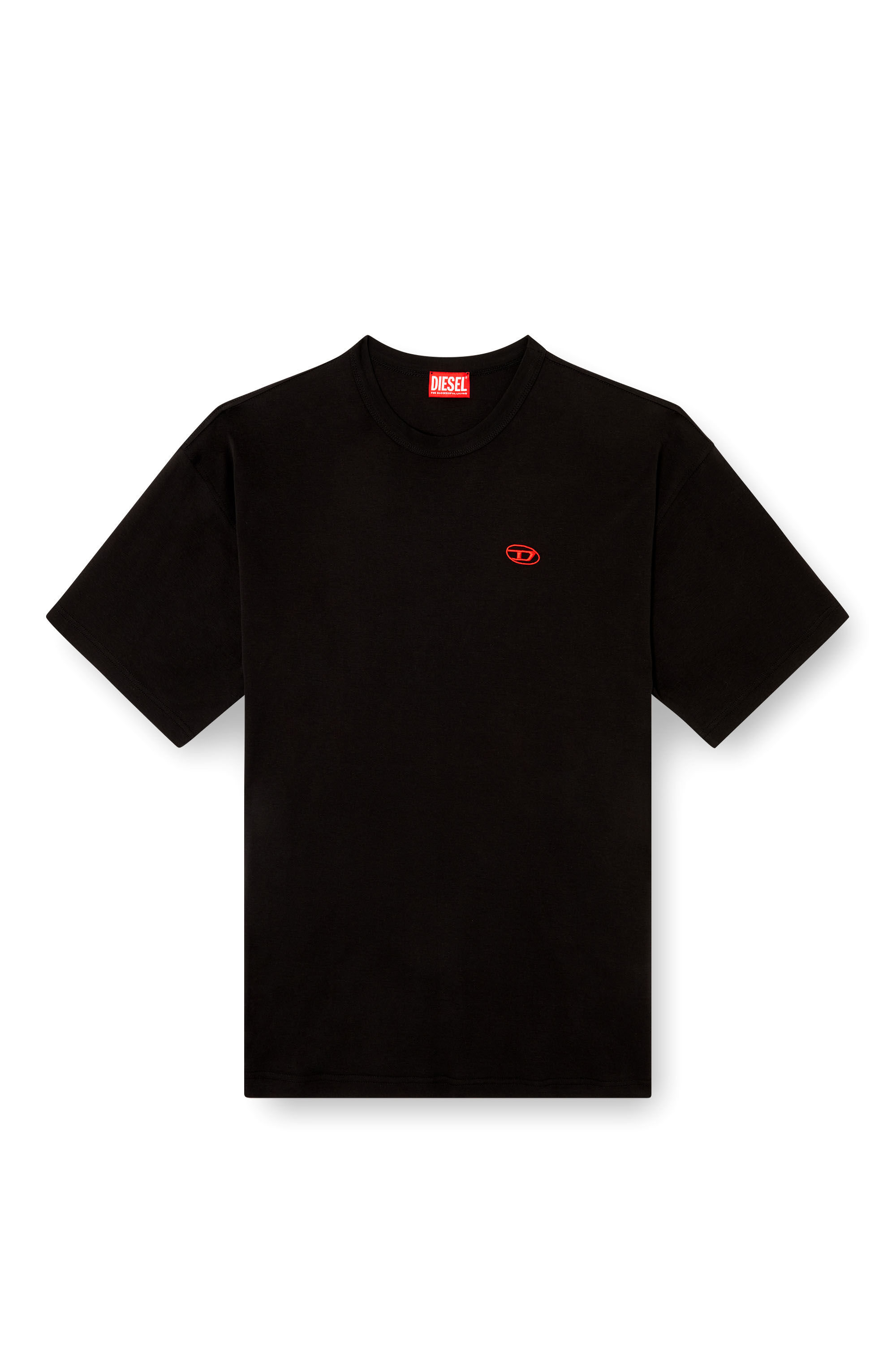 Men's T-shirt with red Oval D | Black | Diesel PT