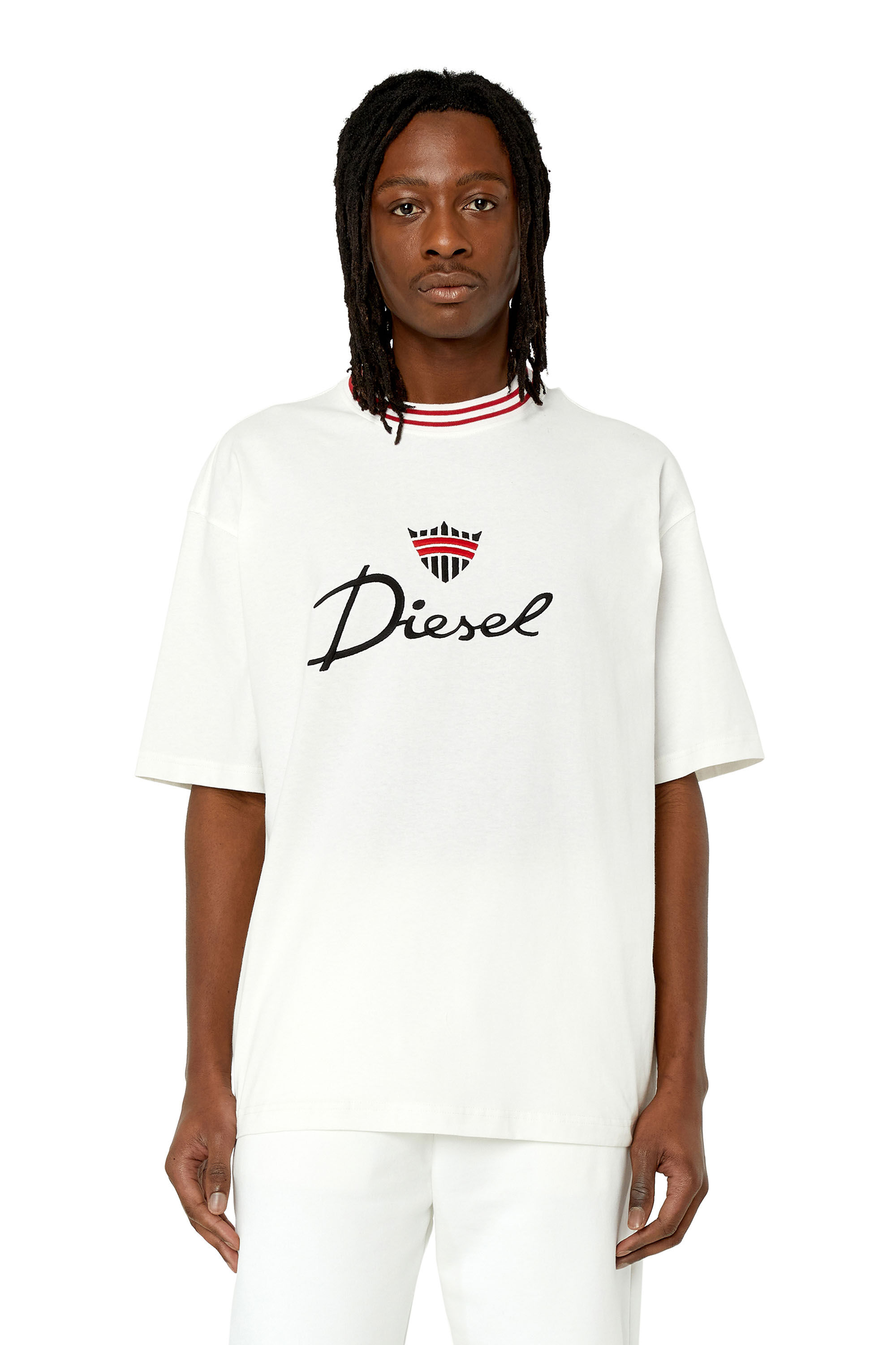 Diesel - T-WASH-G6, Man's T-shirt with crown logo embroidery in White - 3