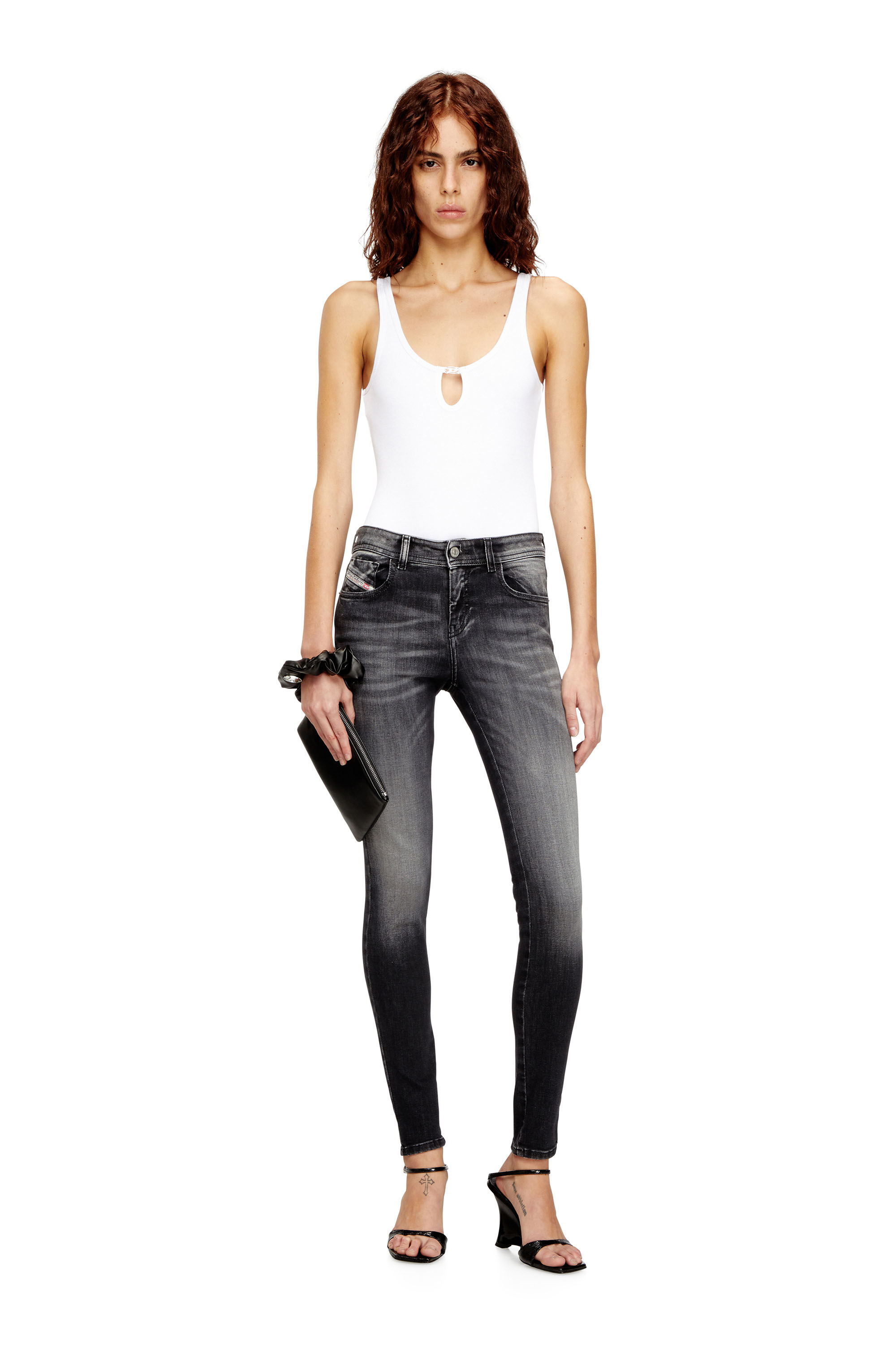 Women's Skinny Jeans | Regular Waist 2017 Slandy | Black/Dark grey