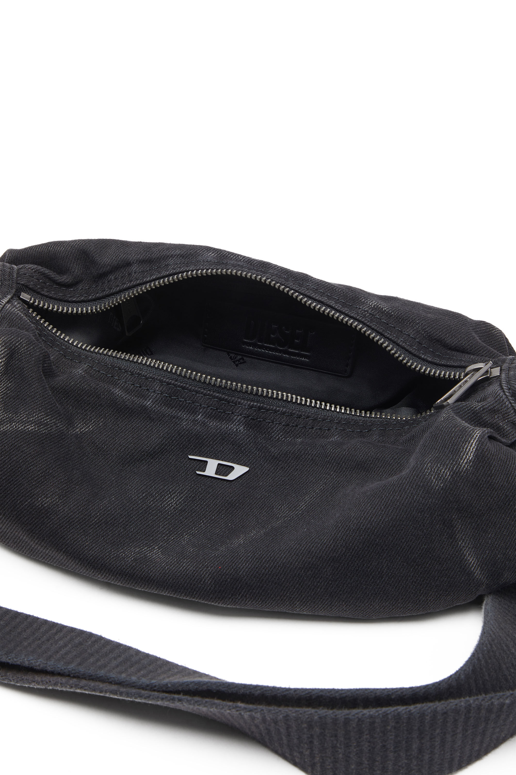 Diesel - RAVE CROSSBODY X, Man's Rave-Small crossbody bag in faded denim in Black - 2