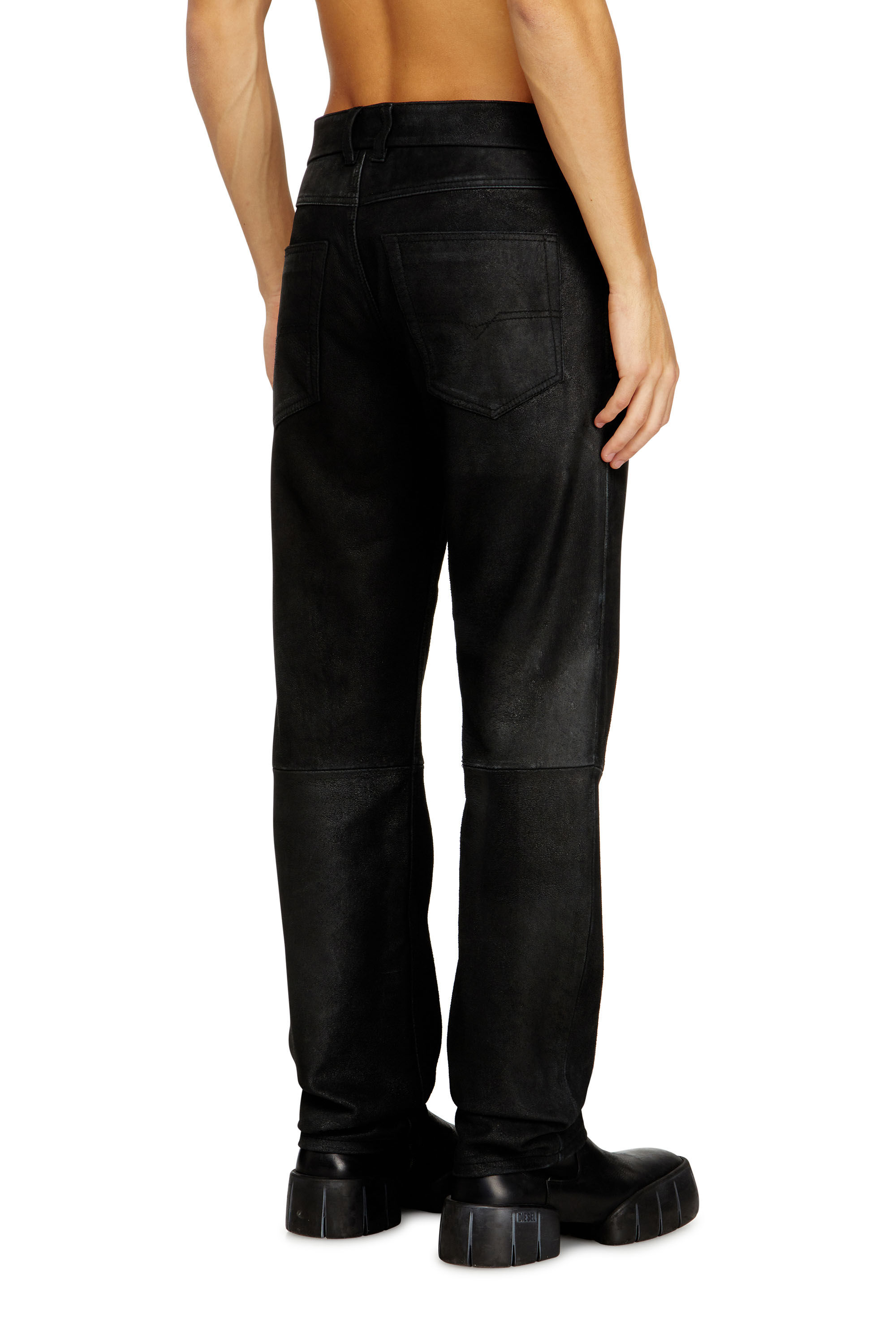 Men's Jean-cut leather pants | Black | Diesel PT