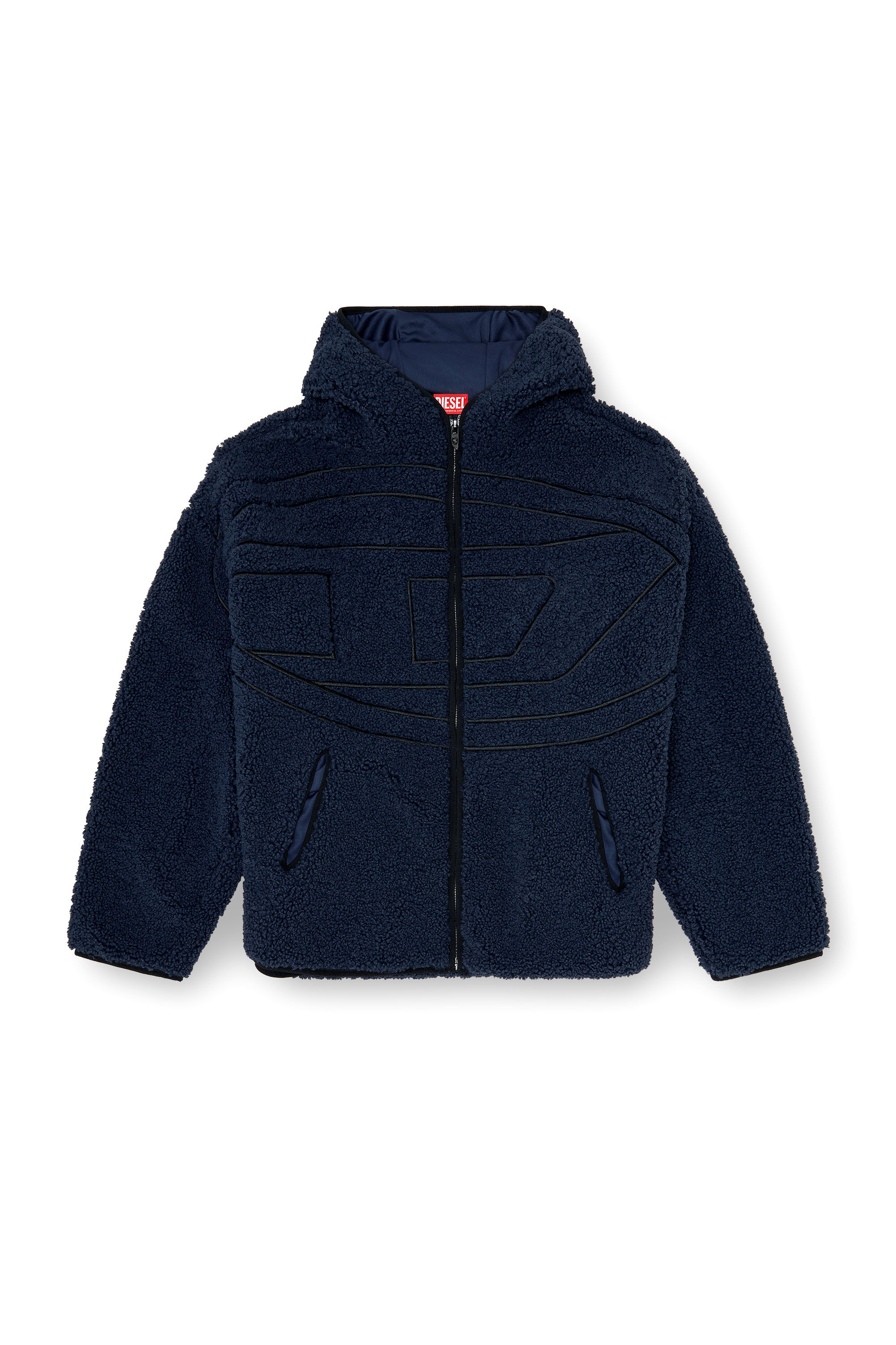 Diesel - S-ZAT, Man's Teddy hoodie sweatshirt in Dark Blue - 2