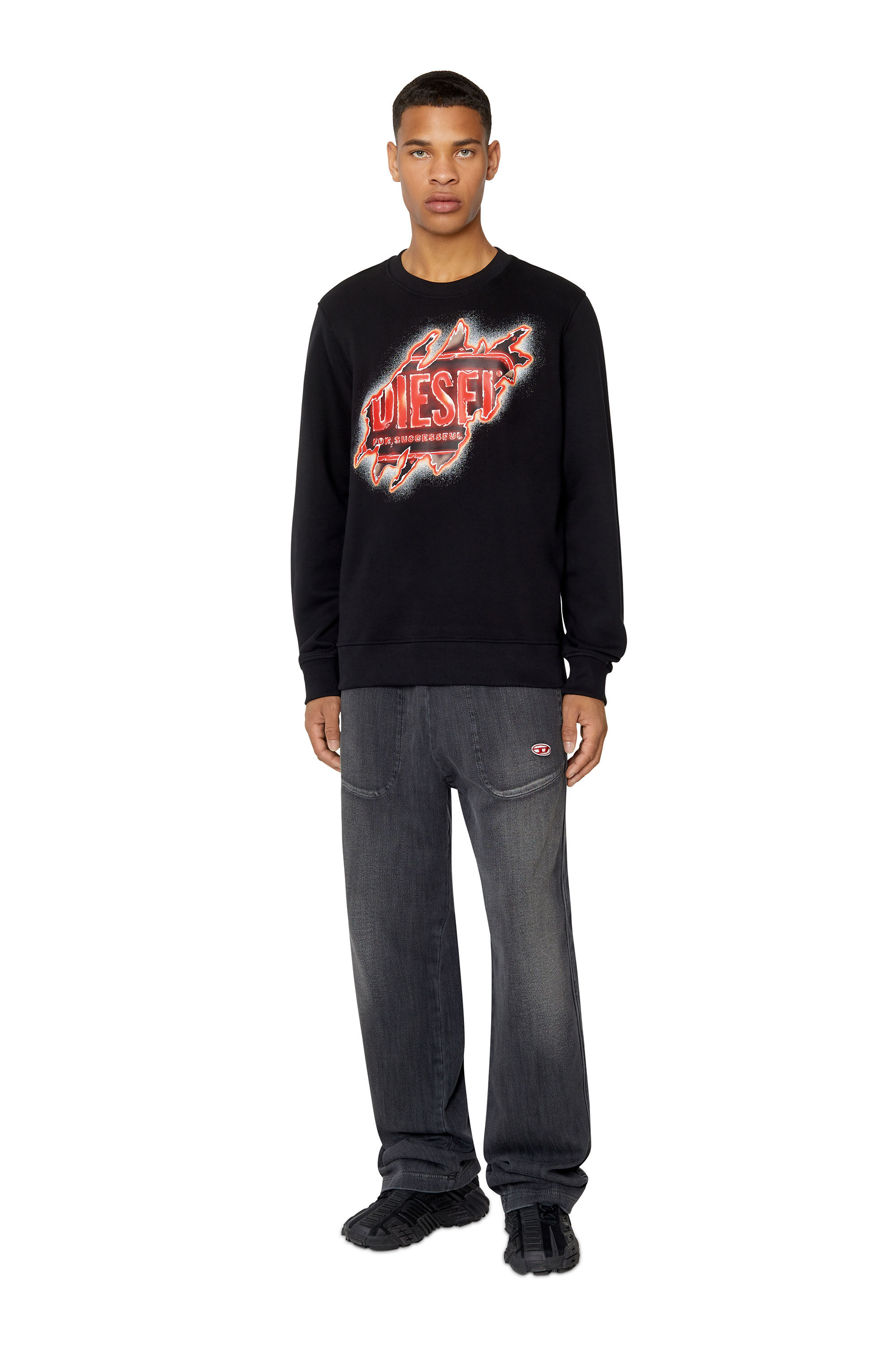 Diesel - D-Martians Track Denim 09E30 Straight, Black/Dark grey - Image 1
