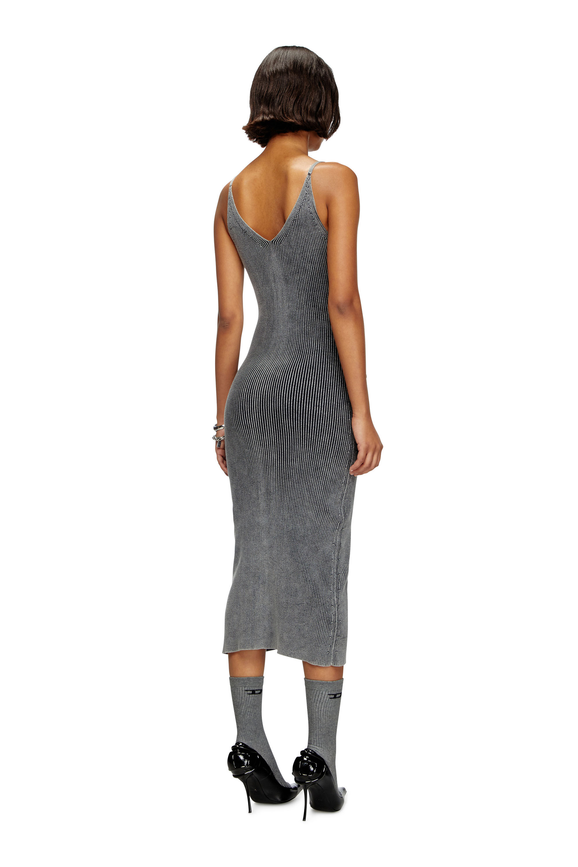 レディースウェア melt the lady logo cross dress gray Women's Knit midi dress with contrast pockets | Grey | Diesel