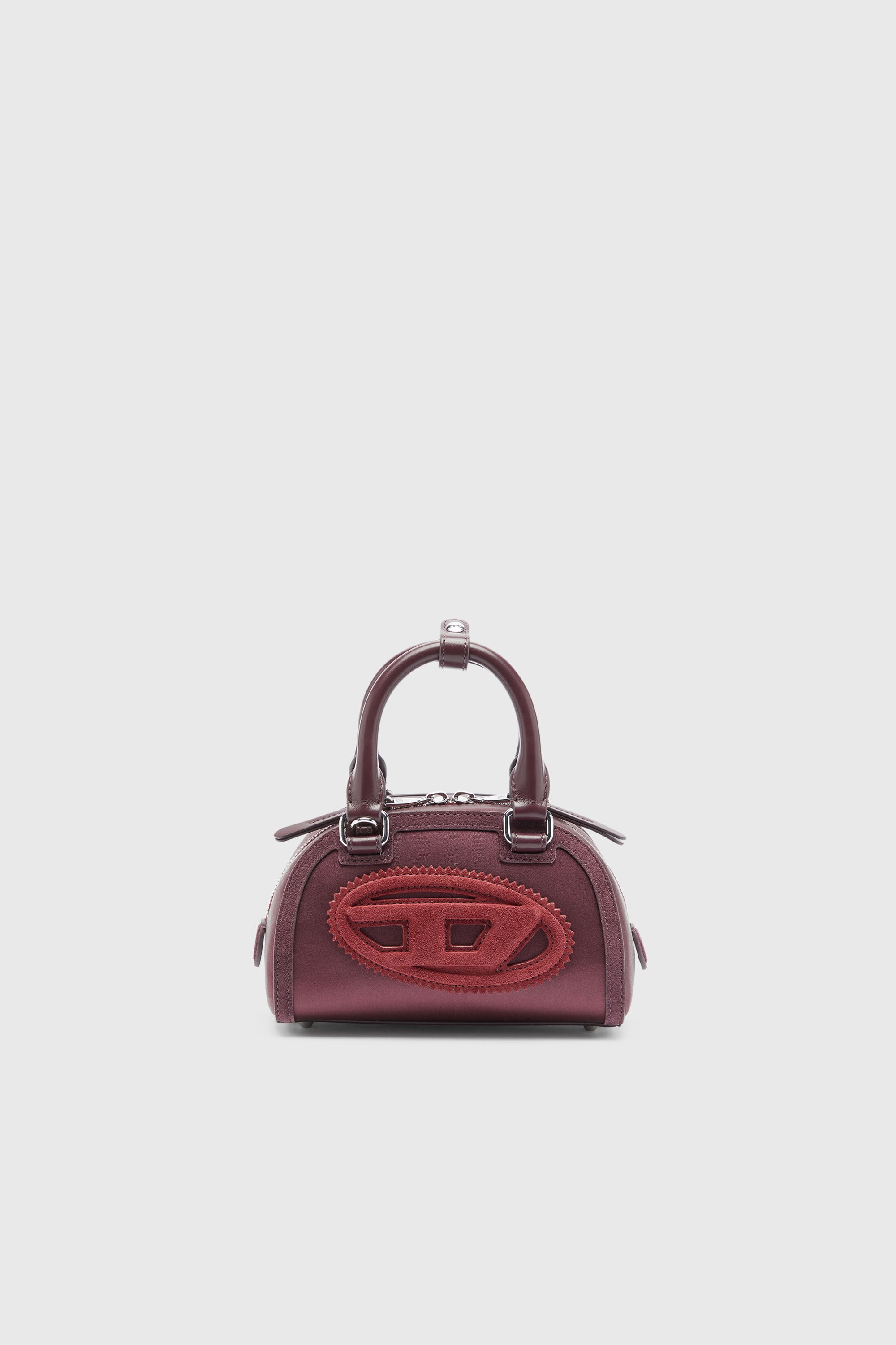 Diesel - 1DR DOME CROSSBODY, Woman's 1DR Dome - Small bowling bag in satin and suede in Burgundy - 2