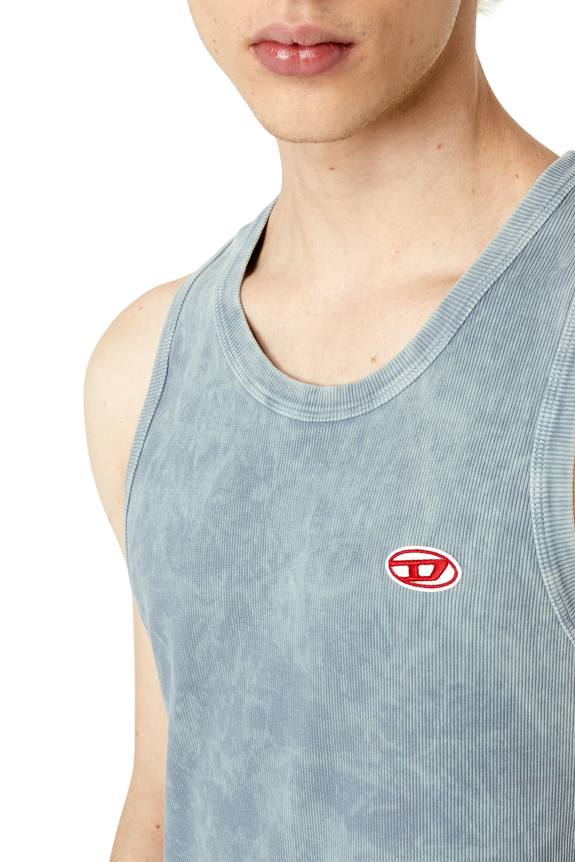 Diesel - T-WISTY-G1, Man's Acid-wash tank top with logo patch in Grey - 5