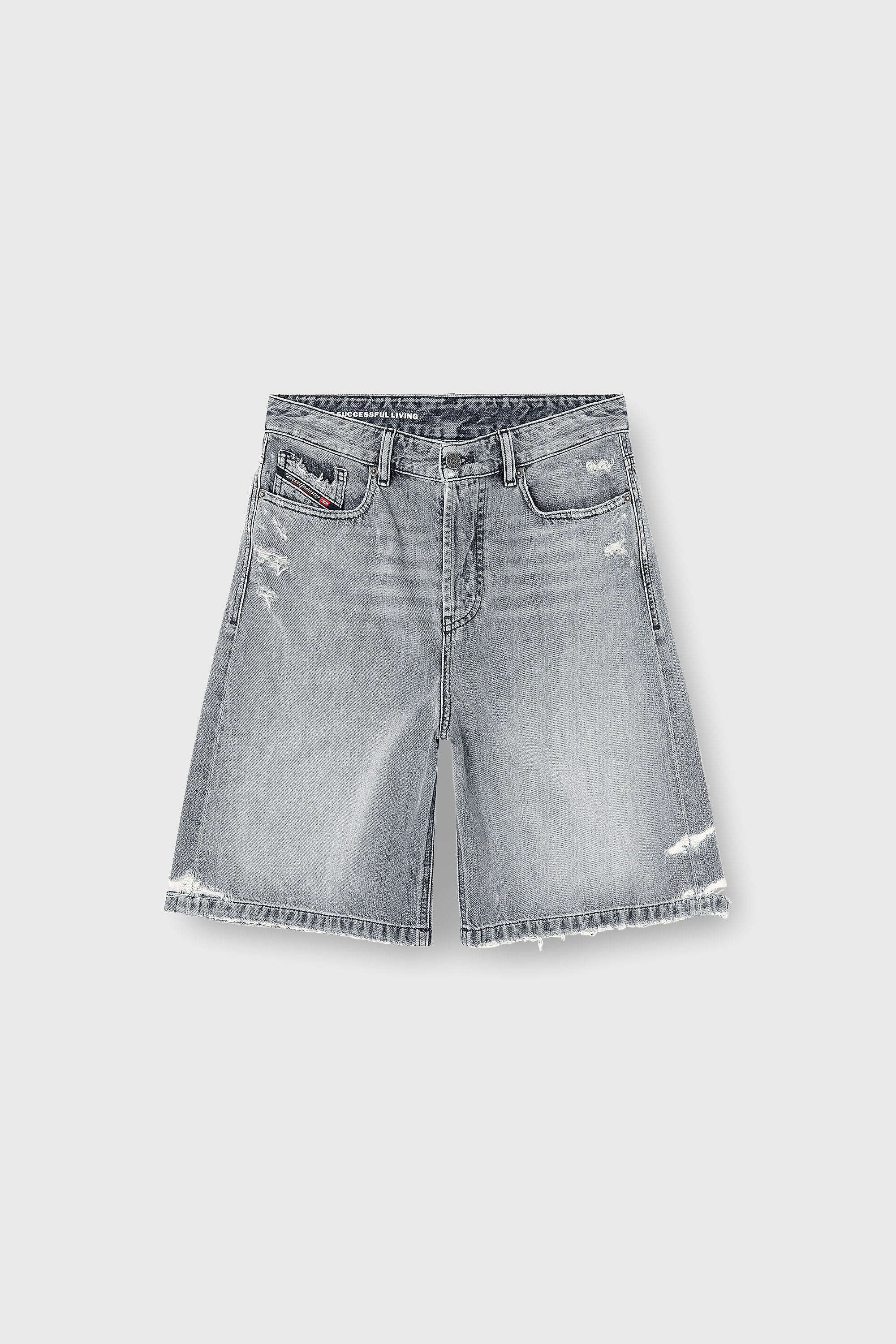 Diesel - DE-SIRE-SHORT, Woman's Denim shorts with frayed hems in Grey - 2