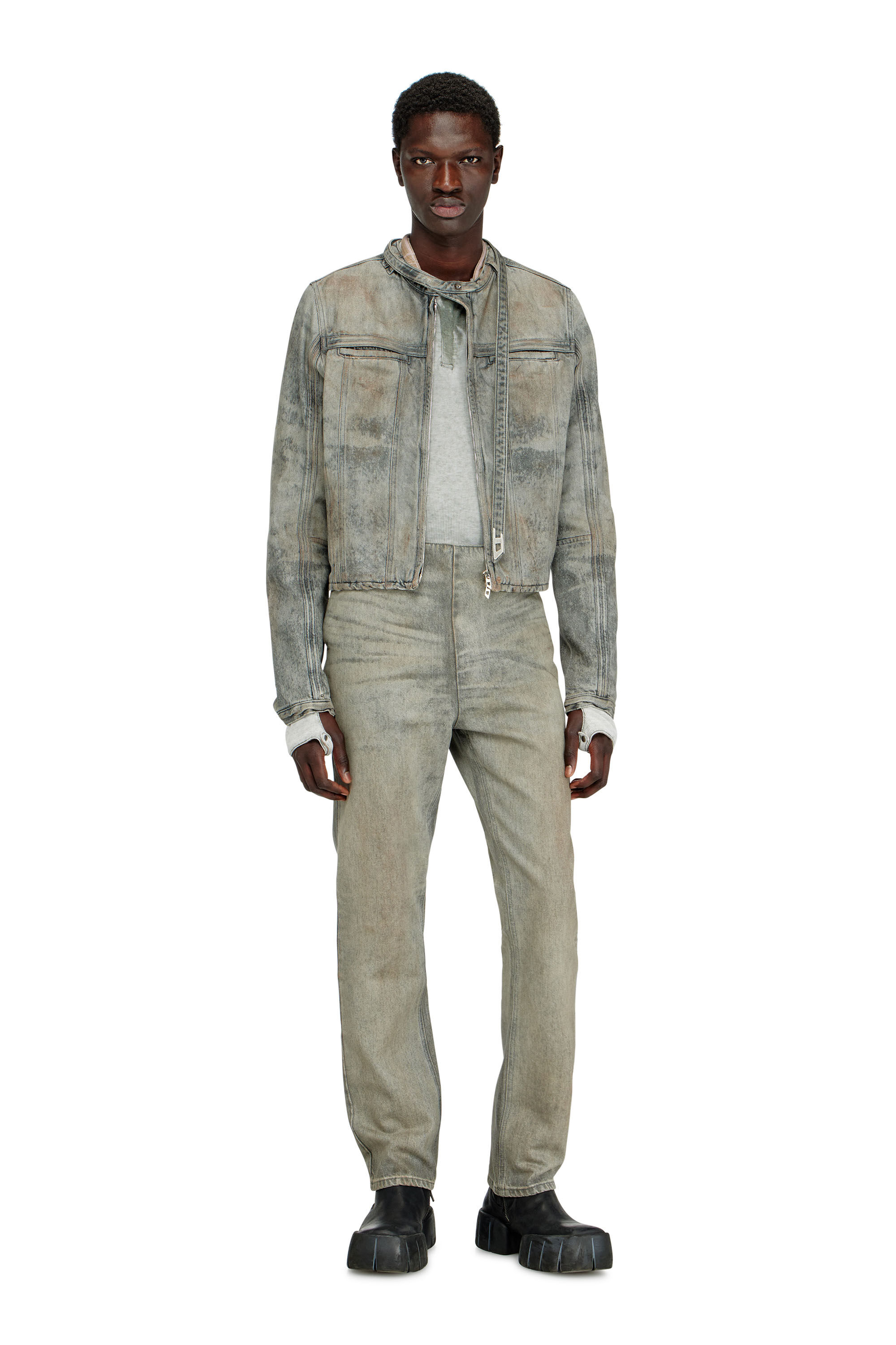 Diesel - D-VULMAR-FSI, Man's Jacket in cotton-hemp satin denim in Grey - 1