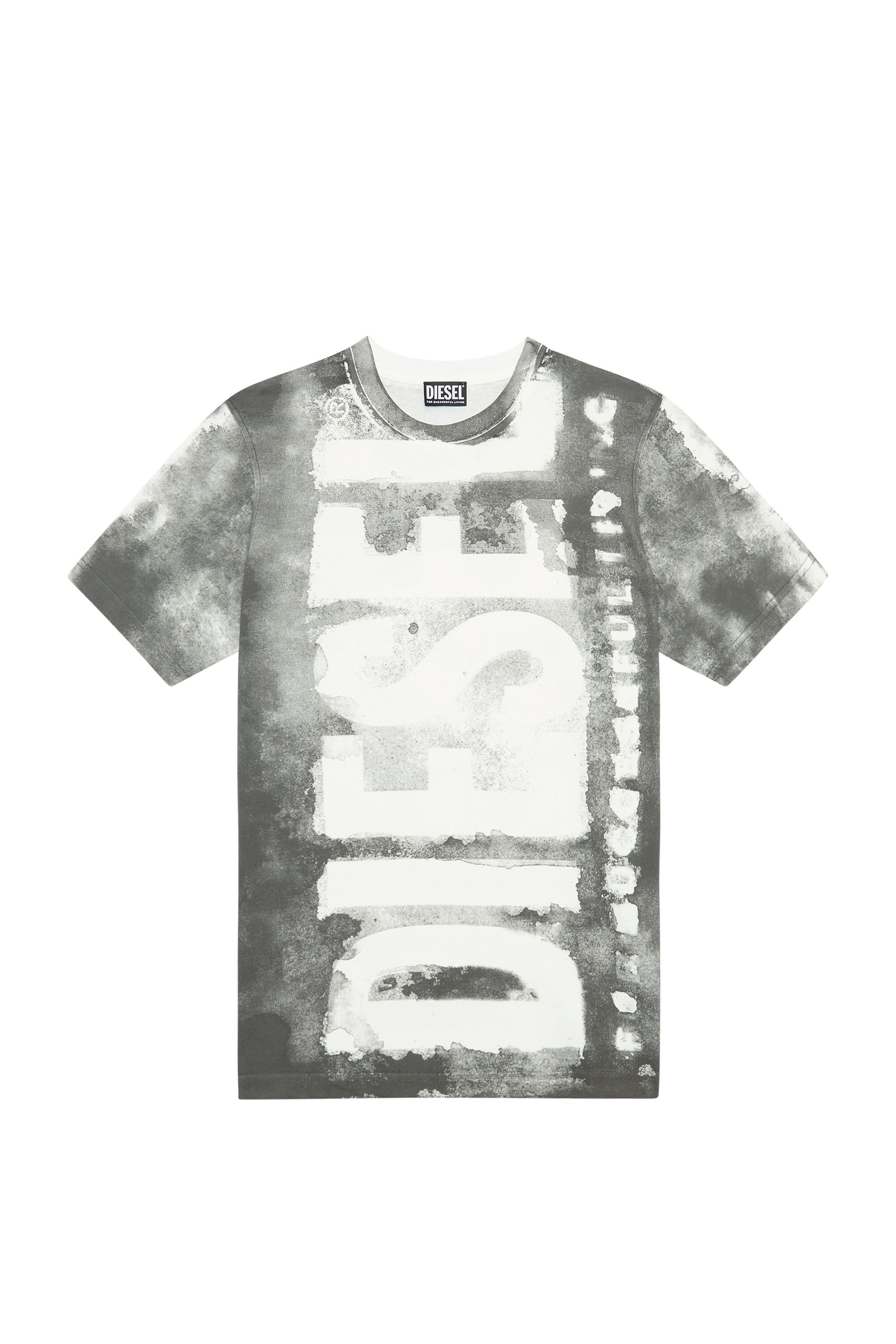 Diesel - T-JUST-G12, Man's T-shirt with bleeding logo in Grey - 2