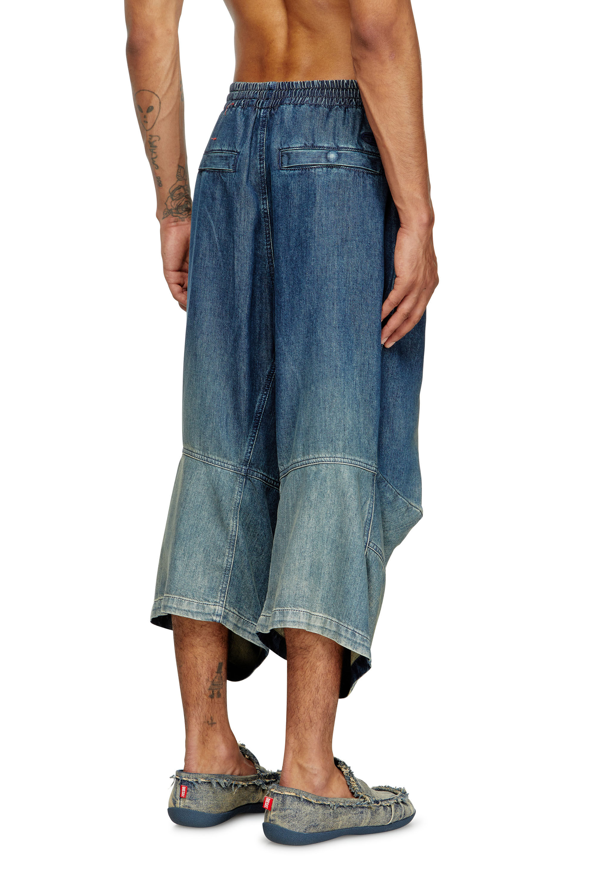 Diesel - D-PARI-SHORT-S, Unisex's Ergonomic shorts in shaded denim in Medium blue - 2