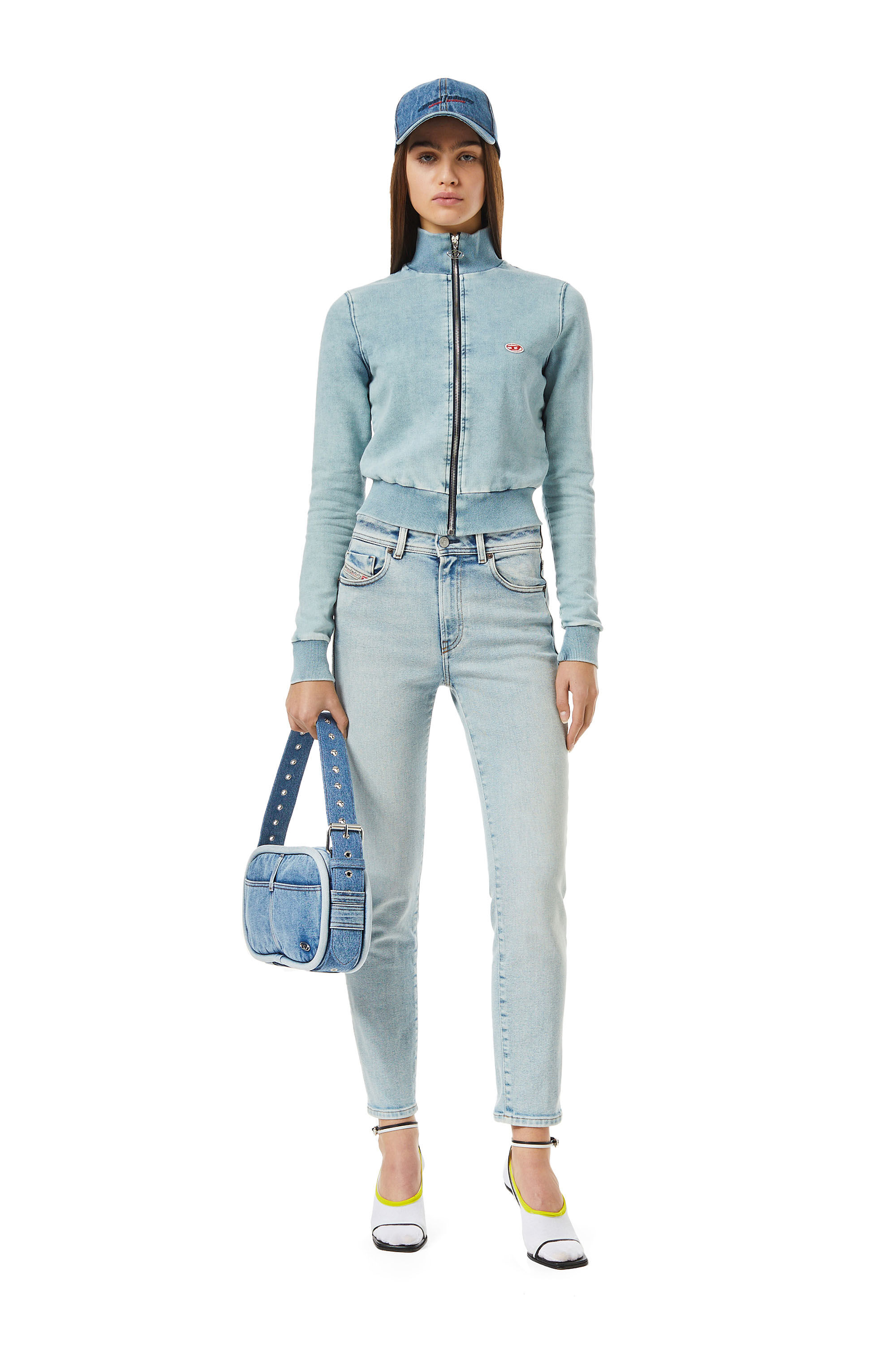 Diesel - D-EMY TRACK DENIM SWEATSHIRT, Light Blue - Image 1