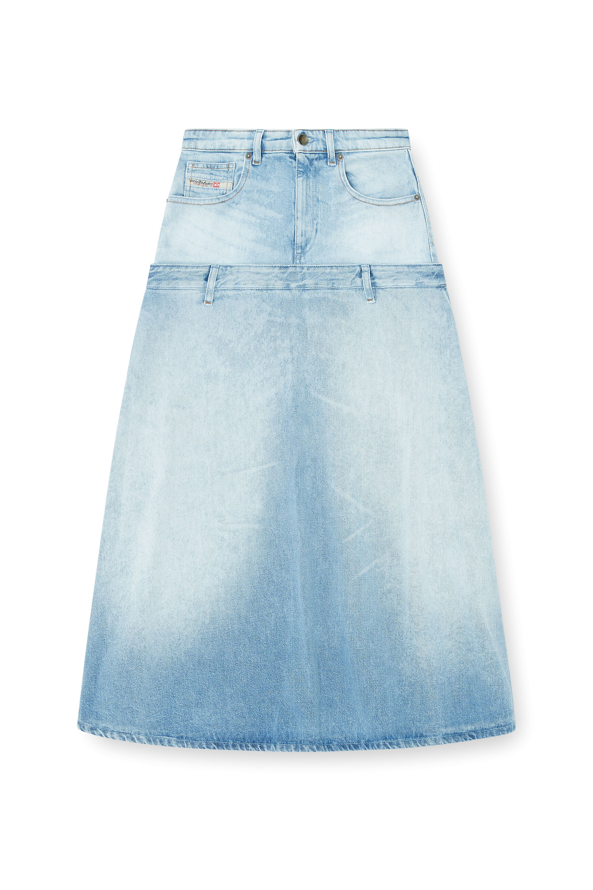 Diesel - DE-VORYA-S, Woman's Denim skirt with layered design in Light Blue - 2