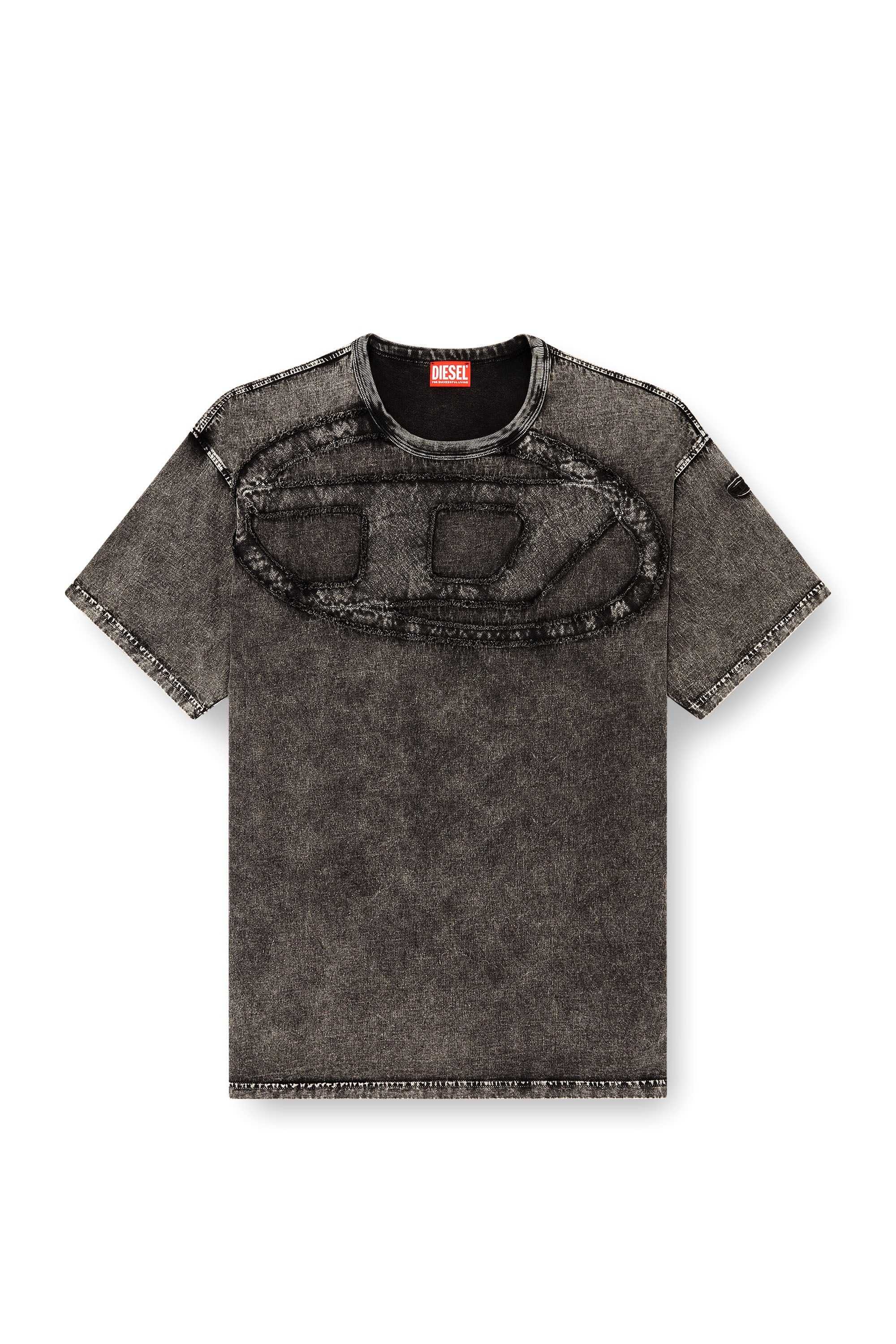 Men's Relaxed cotton T-shirt with Oval D applique | Black | Diesel PT