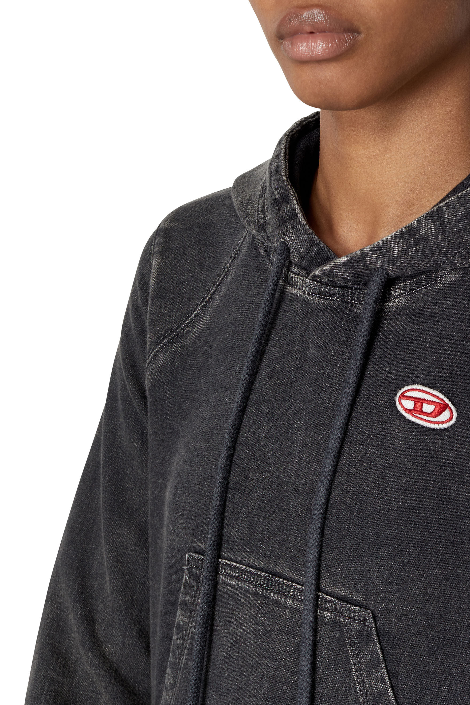 Diesel - D-ANGY TRACK DENIM HOODIE, Black/Dark grey - Image 6