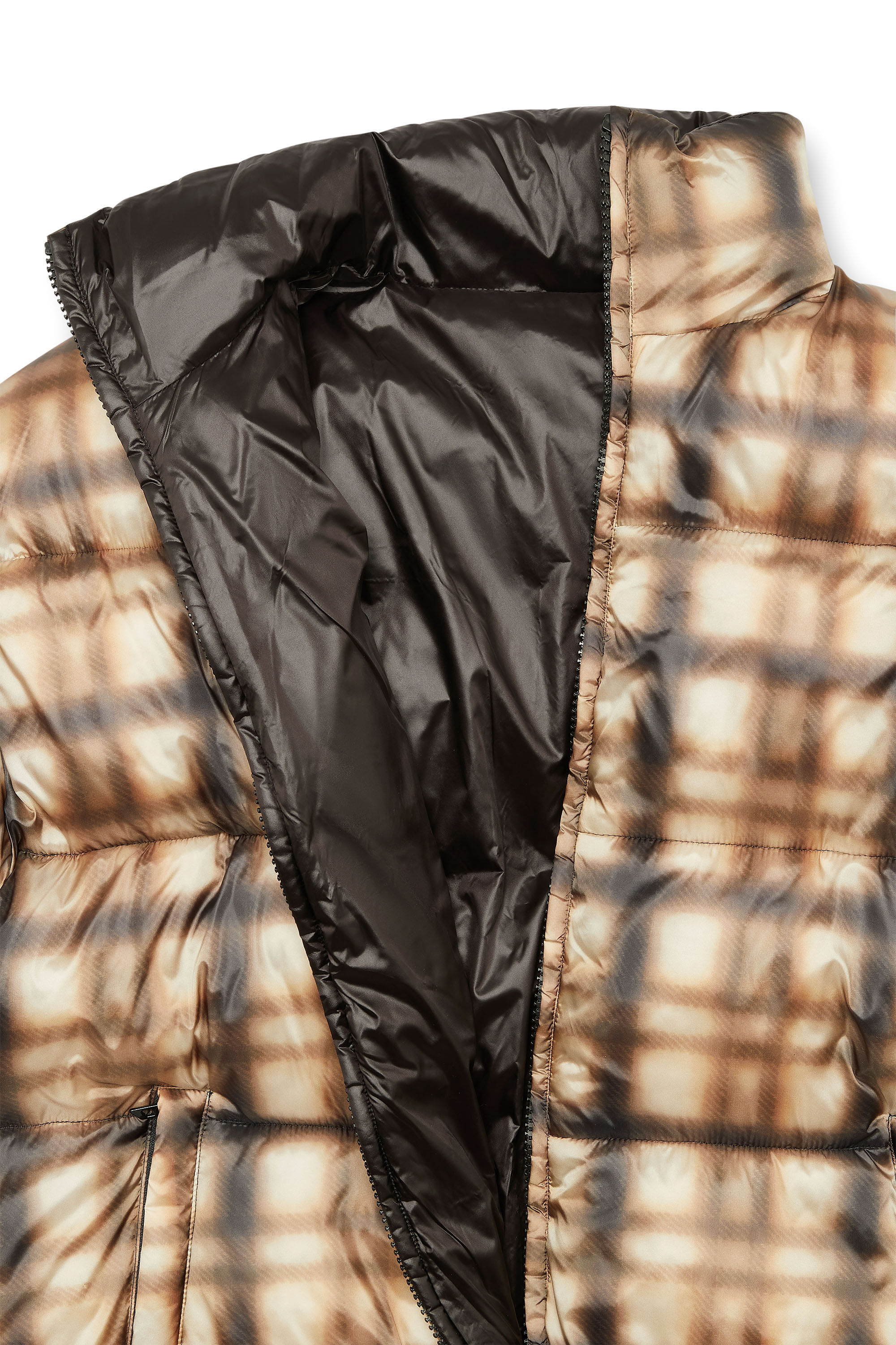 Diesel - W-BOURBON-ENBM, Man's Reversible padded bomber jacket in Black/Beige - 7