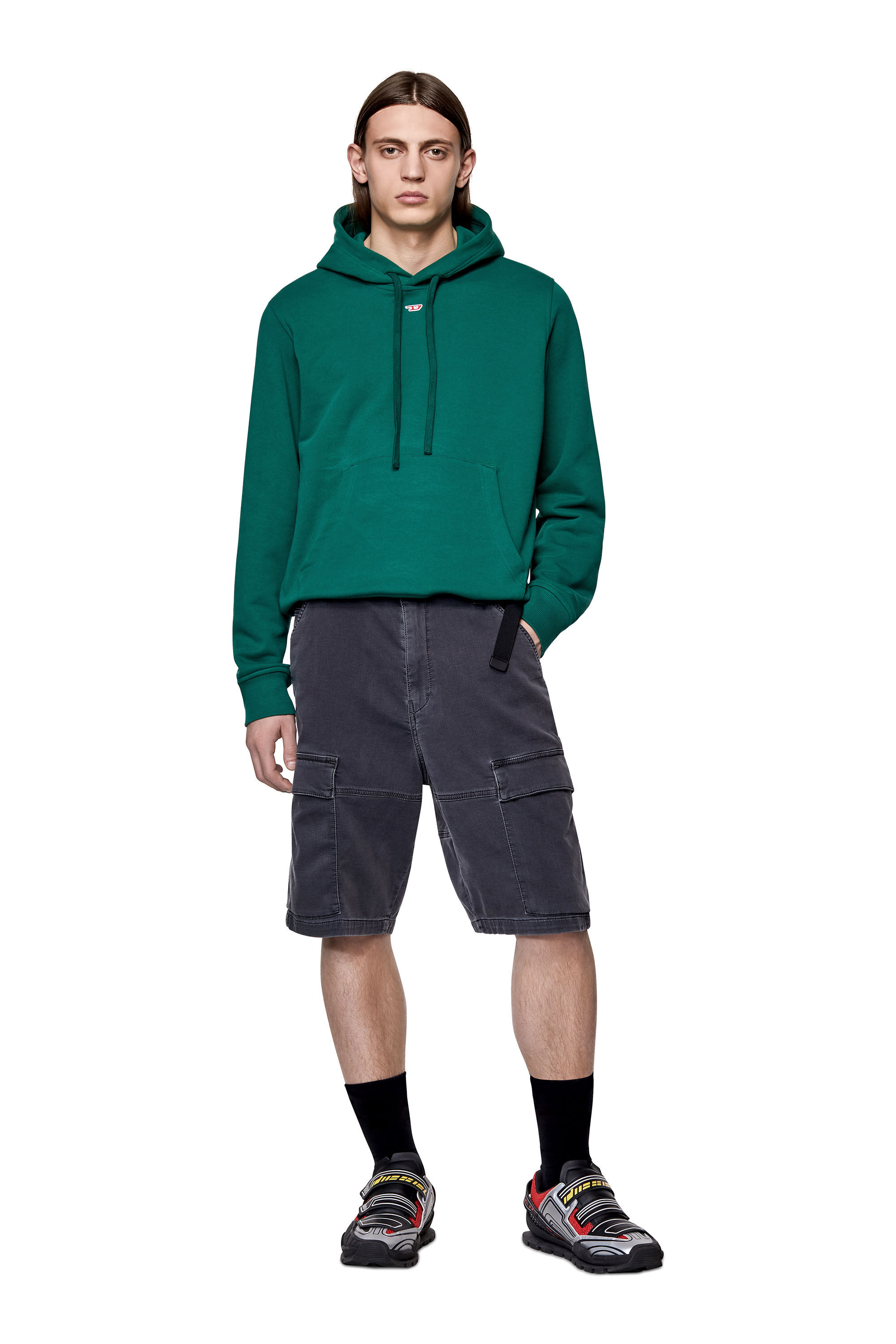 Diesel - D-KROOLEY JOGGJEANS CARGO SHORTS, Man's Cargo shorts in JoggJeans® in Black/Dark grey - 1