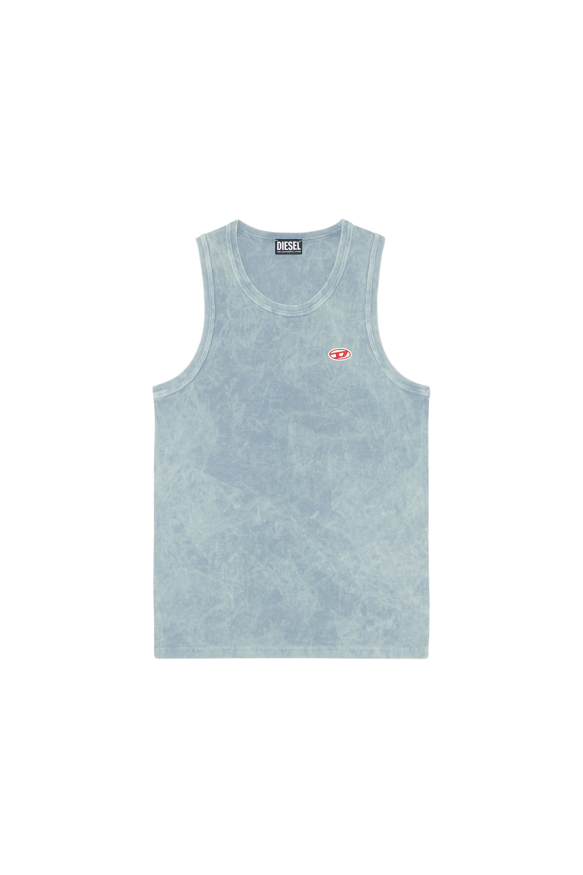 Diesel - T-WISTY-G1, Man's Acid-wash tank top with logo patch in Grey - 2
