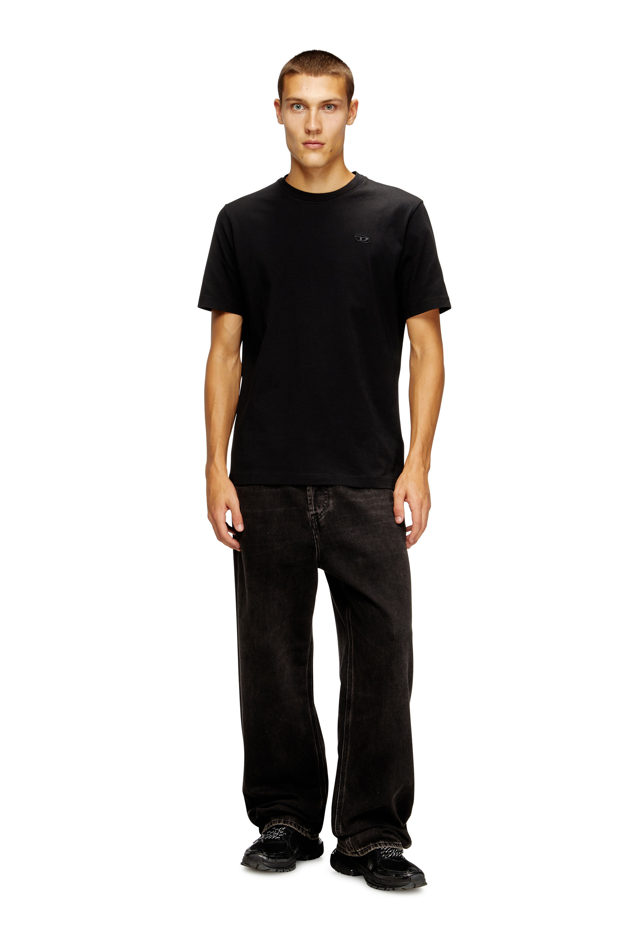 Men's Cotton t-shirt with graphic print on back | Black | Diesel