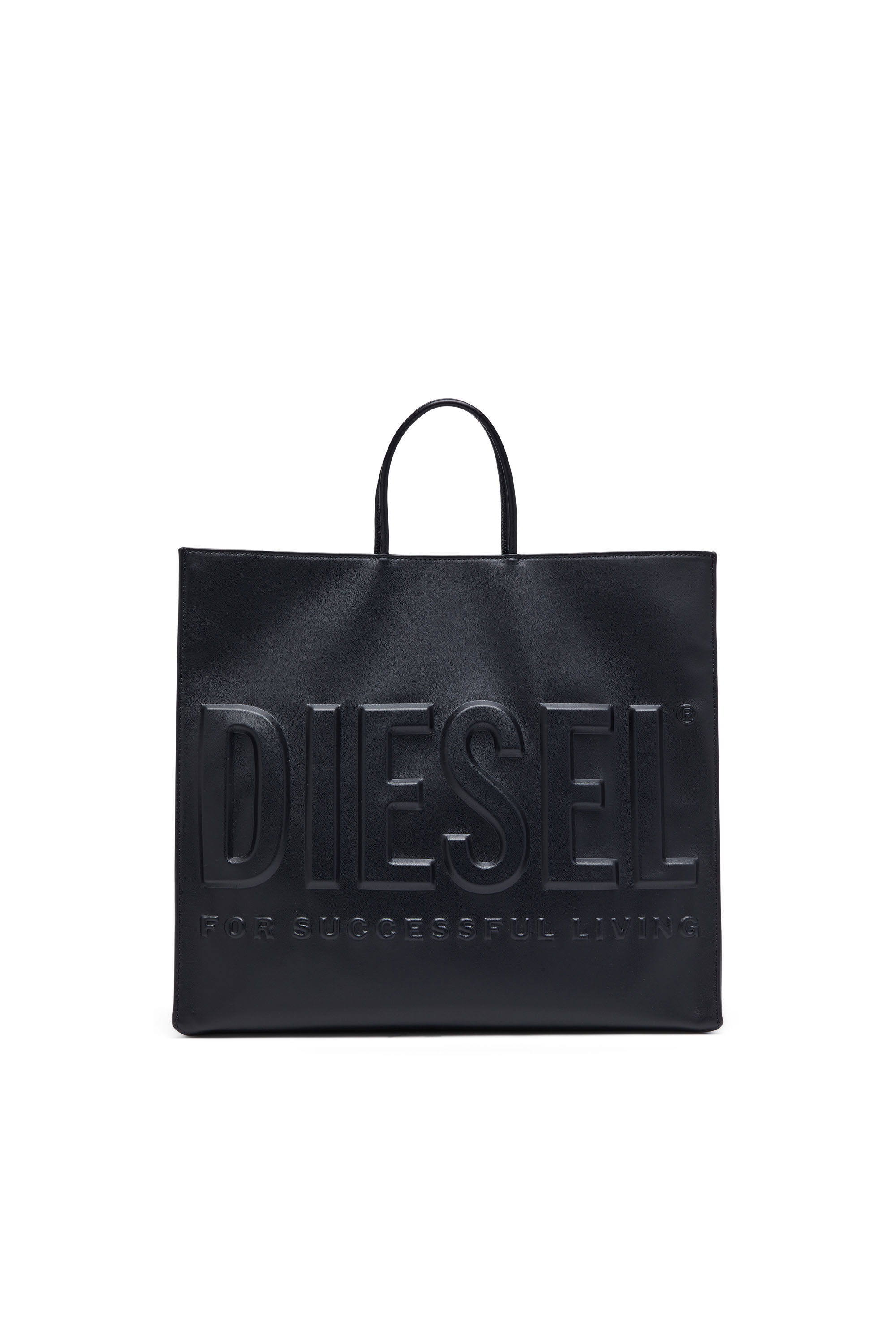Diesel - DSL 3D TOTE EW X, Man Dsl 3D-Recycled PU tote bag with embossed logo in Black - Image 1