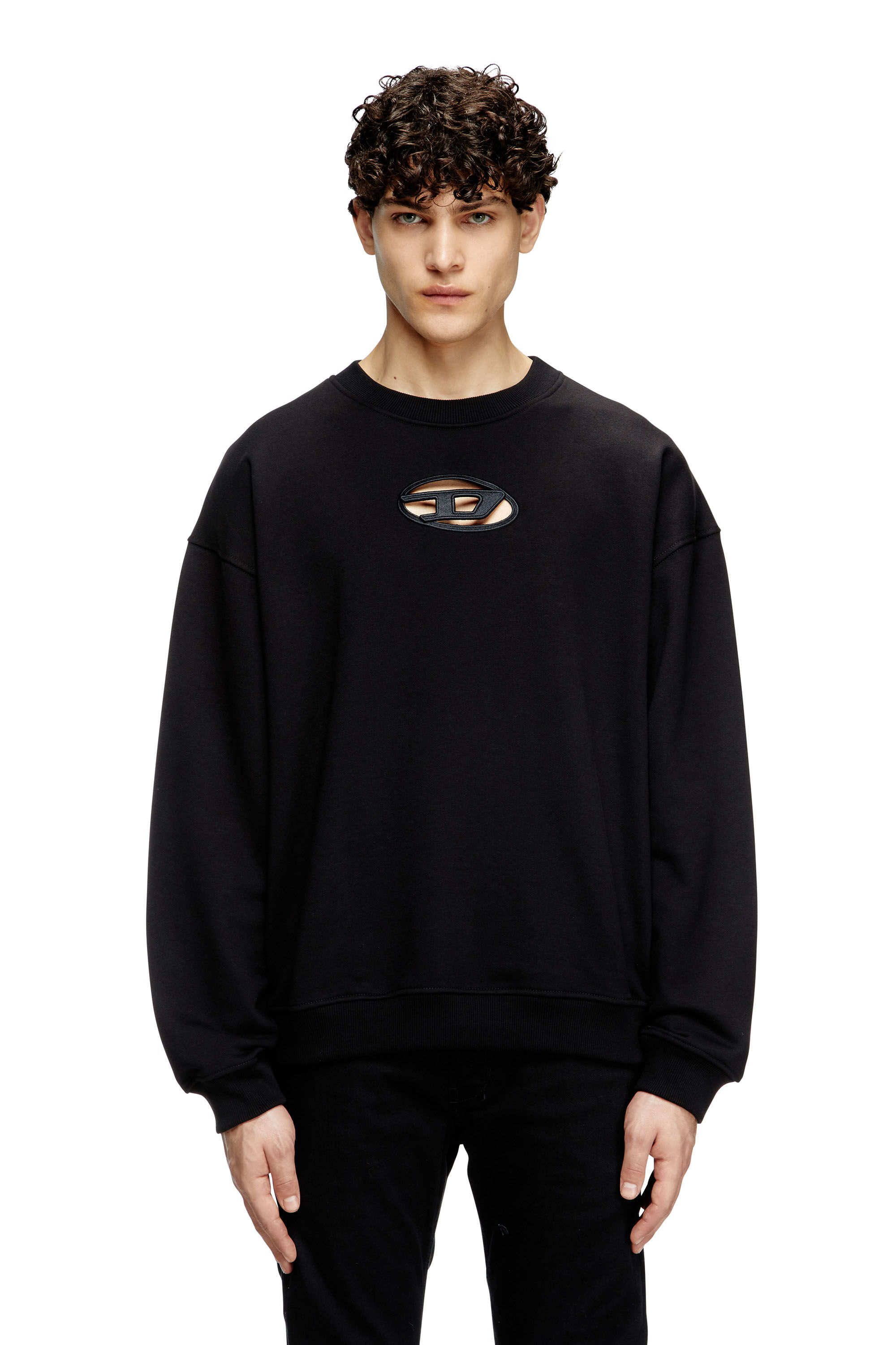 【美品】DIESEL.カットアウトスウェット　長袖　ロゴ　完売　ゆったり　S 黒 Men's Sweatshirt with cut-out Oval D logo | Black | Diesel