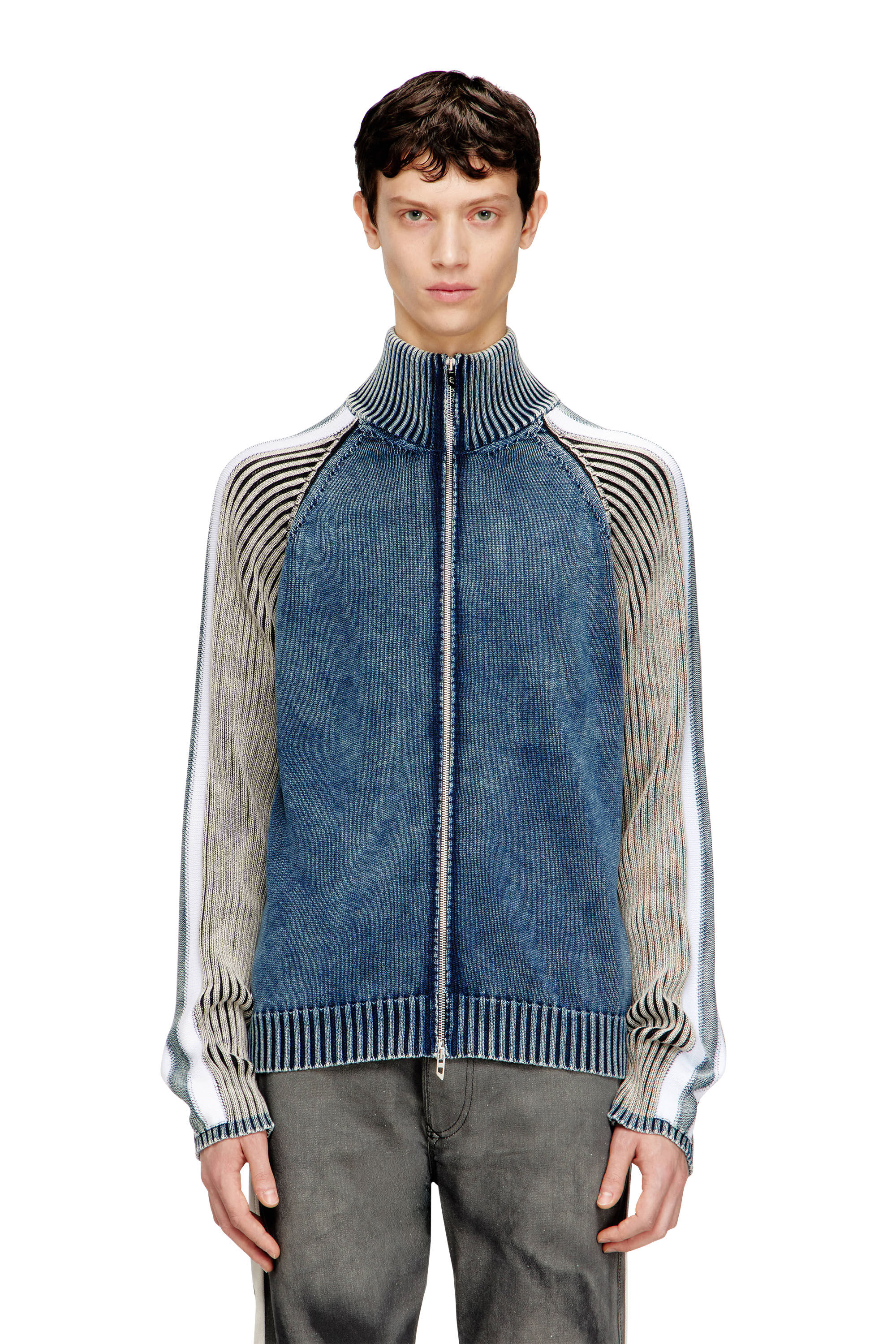 Men's Zip-up cardigan with sporty bands | Multicolor | Diesel PT