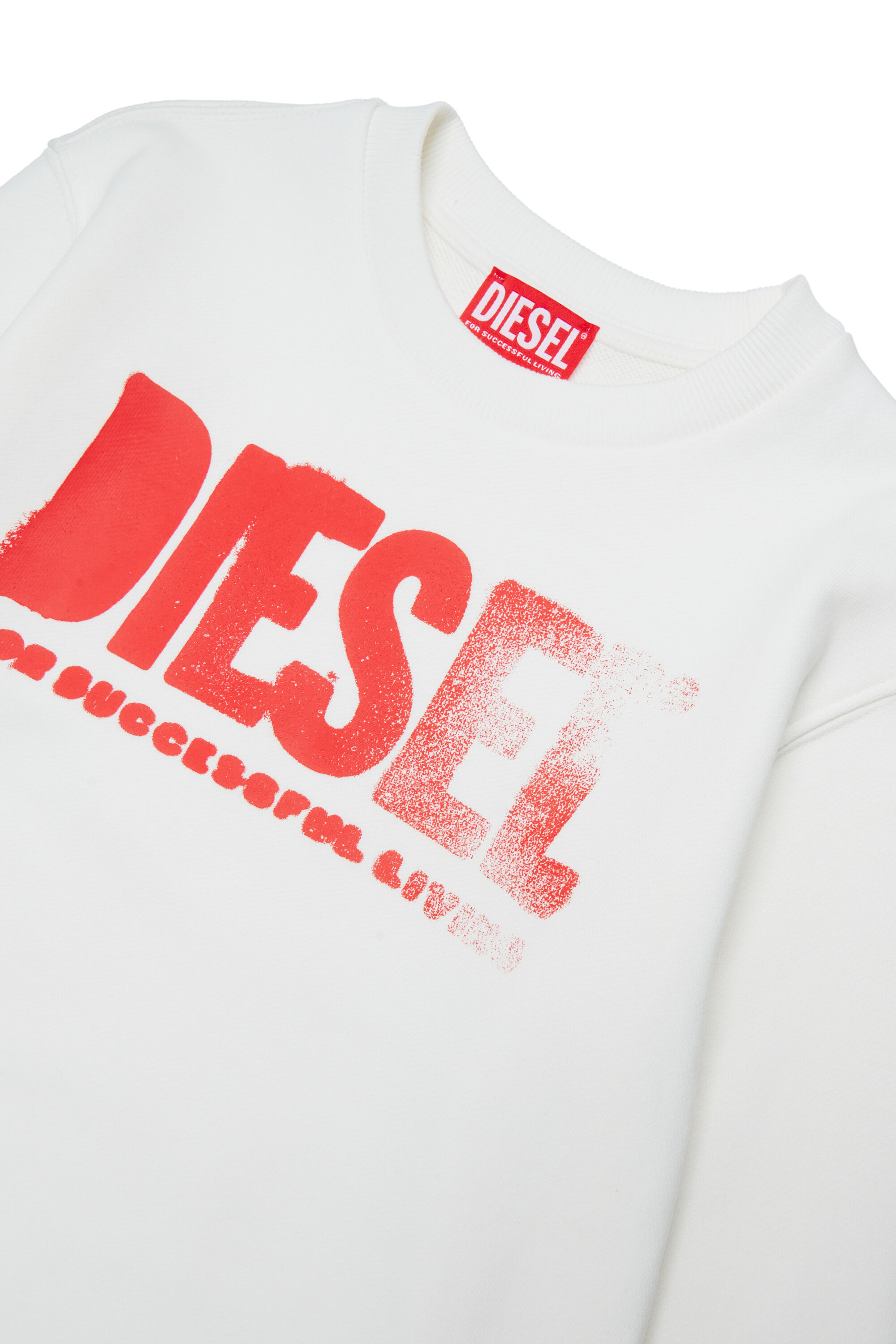Diesel - SIDER OVER, Man's Sweatshirt with round neck and maxi Diesel logo print in White - 3