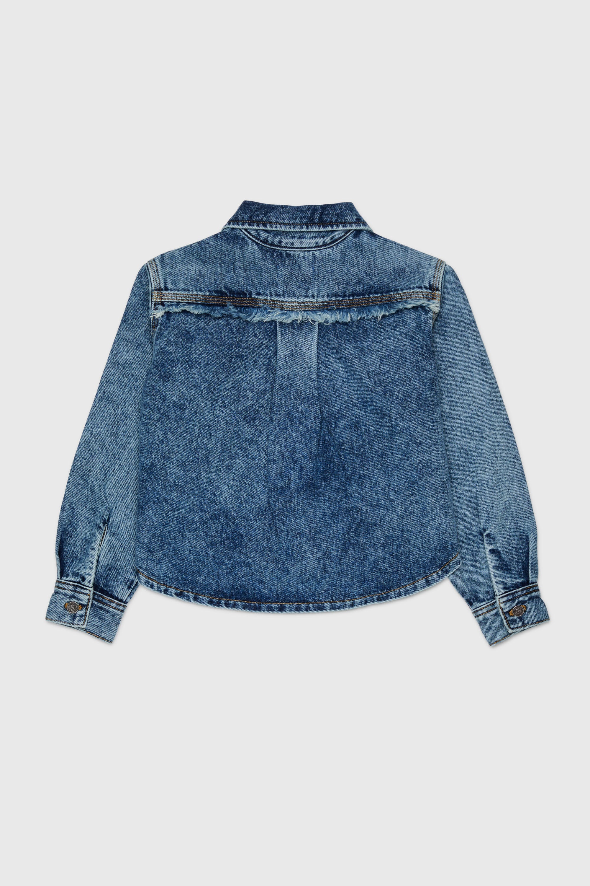 Diesel - CELKA, Woman's Zip-up denim shirt with frayed detail in Medium blue - 2