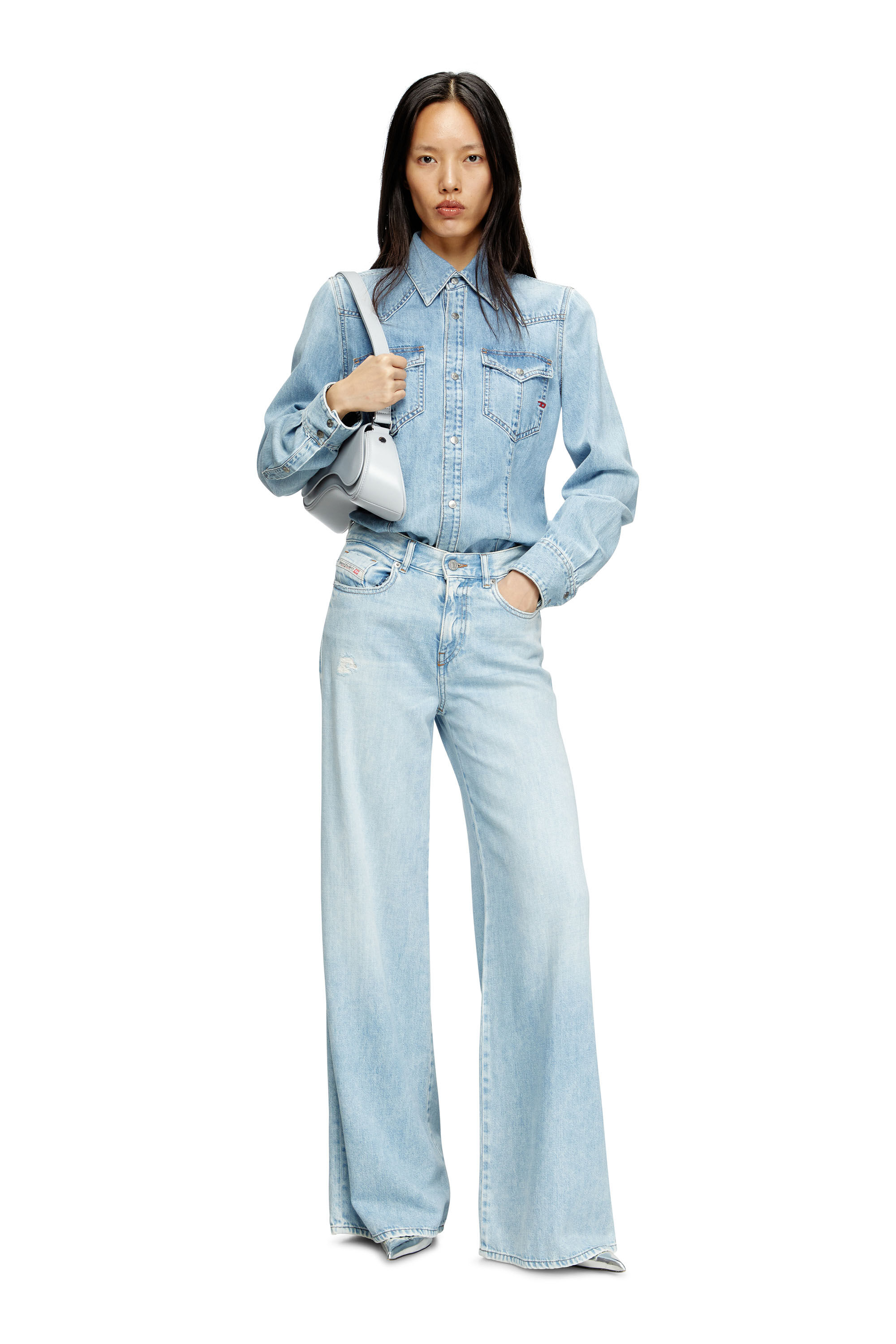 トップス 00s diesel denim shirt archive western Women's Western shirt in denim | Blue | Diesel