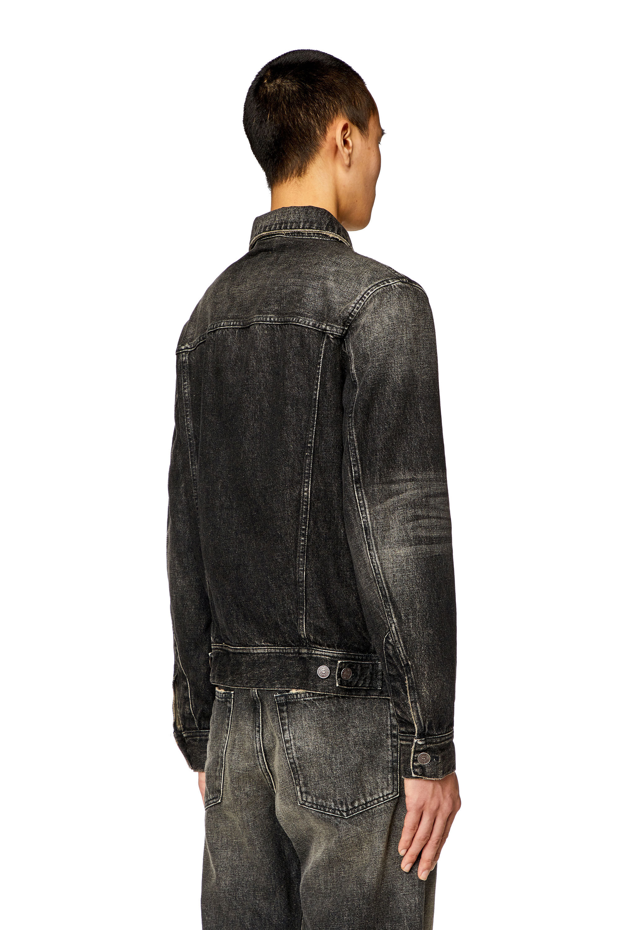 Diesel - D-BARCY-S2, Man Regular-fit trucker jacket with cut-out logo in Black - Image 4