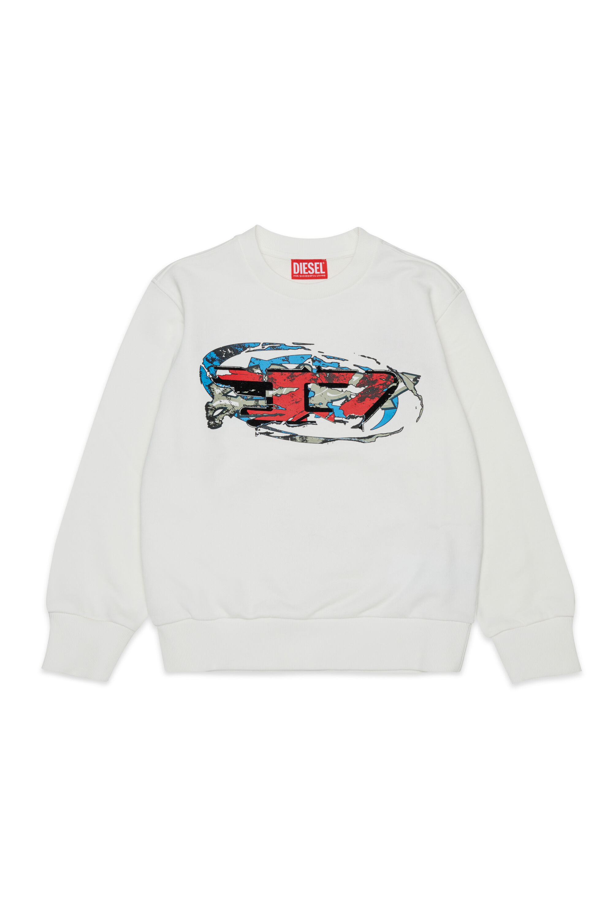 Diesel - SCRAP OVER, Man's Sweatshirt with Oval D graphic print in White - 1