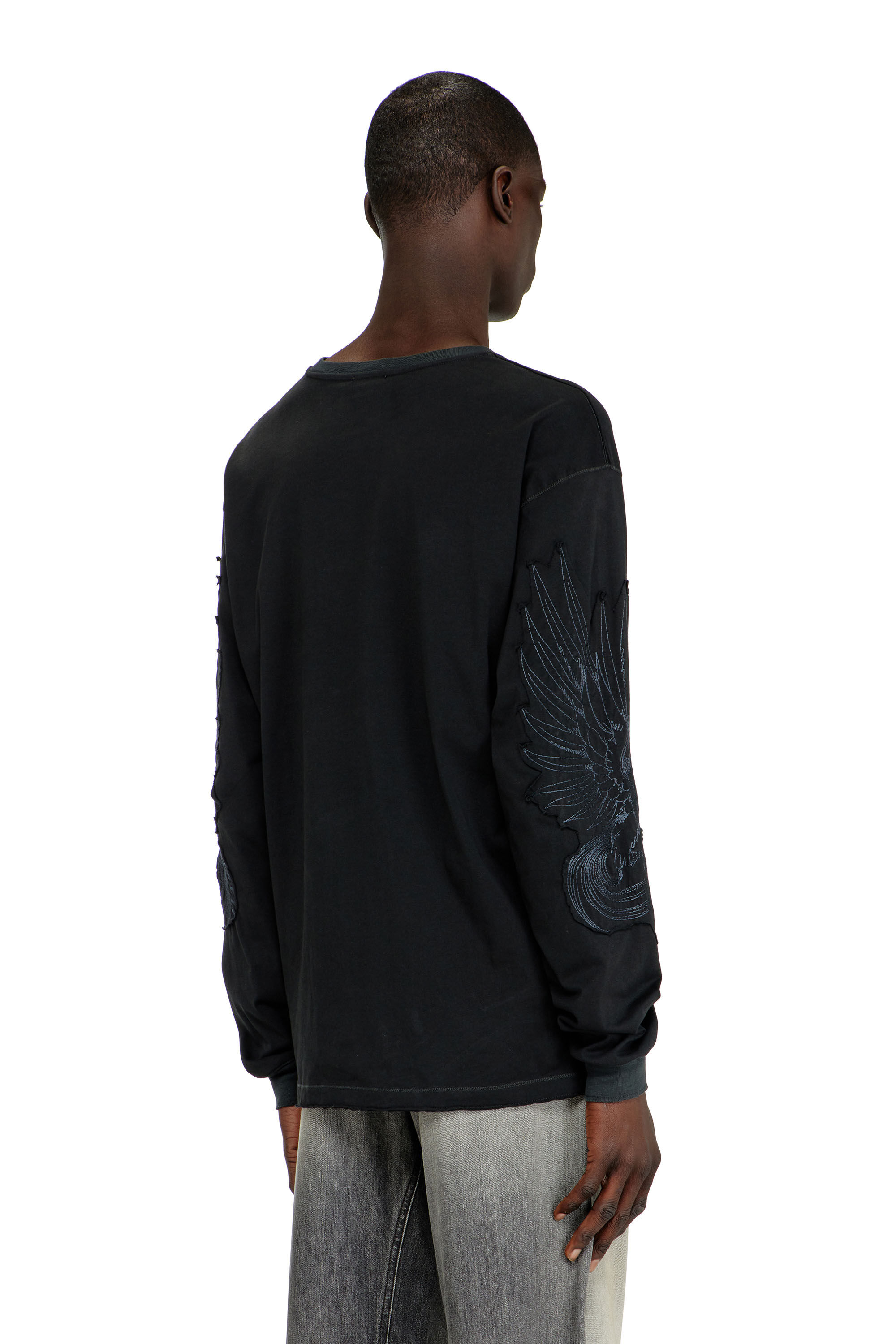 Diesel - T-NORM-LS-AA3, Man's Long-sleeve T-shirt with prints and patches in Black - 4