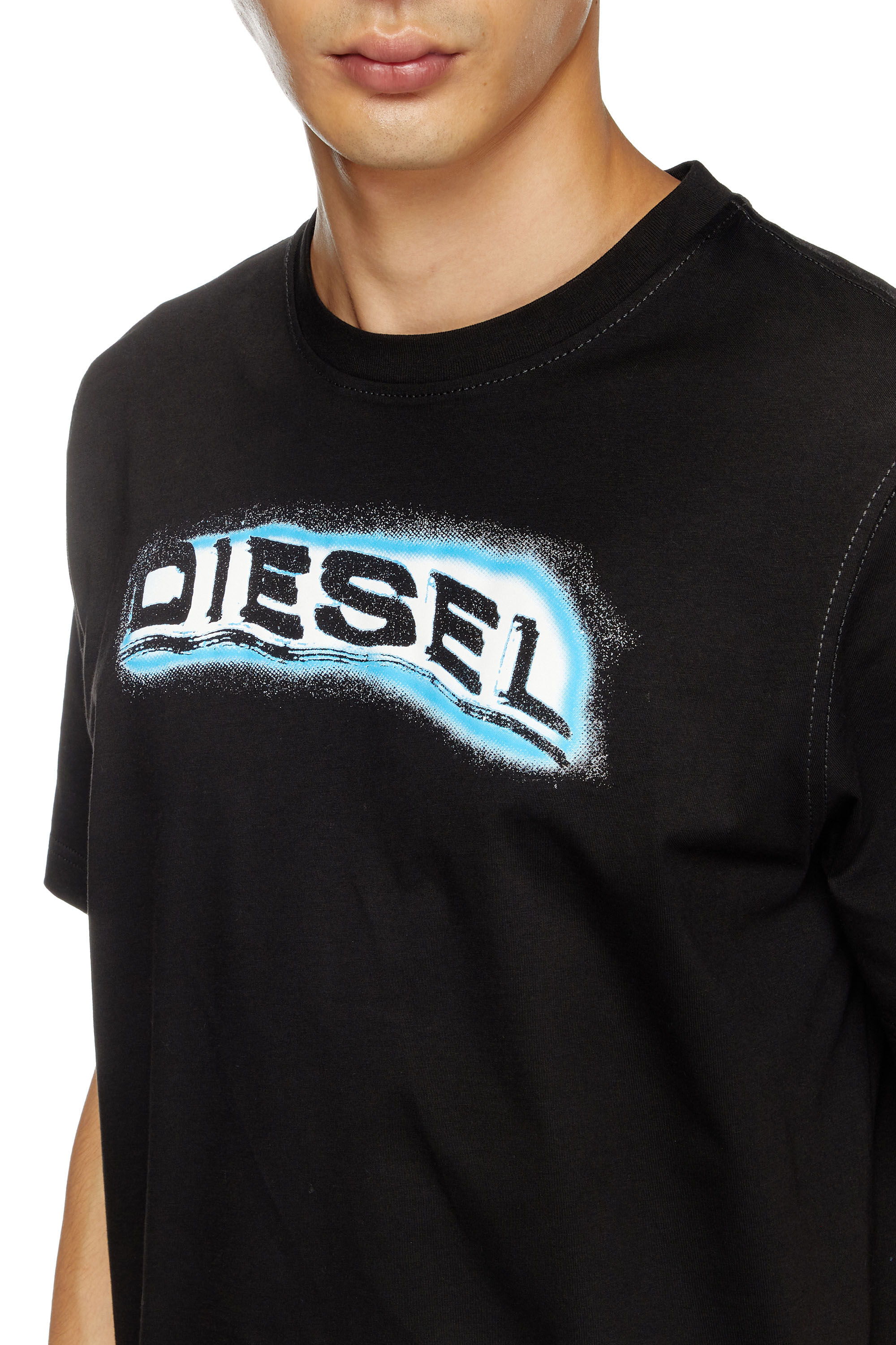 Tシャツ・カットソー DIESEL Men T-shirt Black A163970GRAI 9XX Men's T-shirt with puff-print logo | Black | Diesel