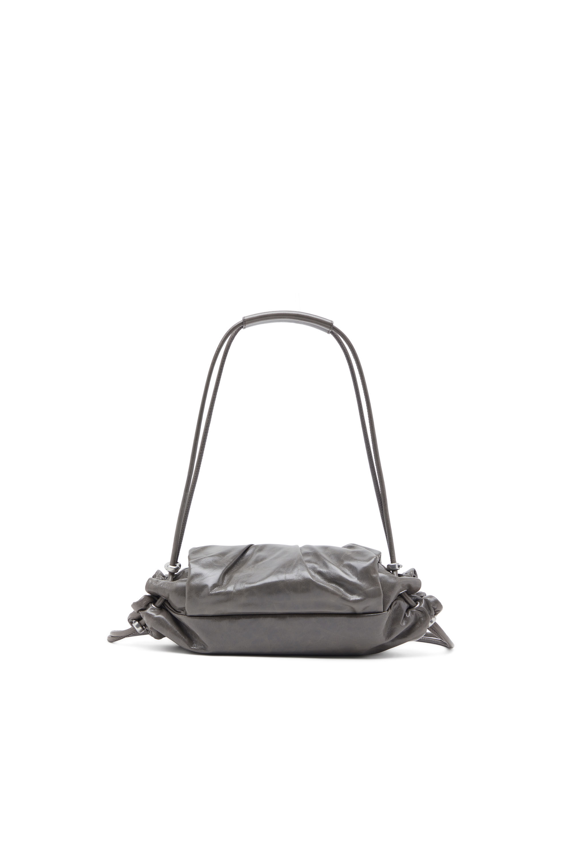 Diesel - SCRUNCH-D SHOULDER S, Woman's Scrunch-D S-Shoulder bag in scrunched leather in Grey - 3