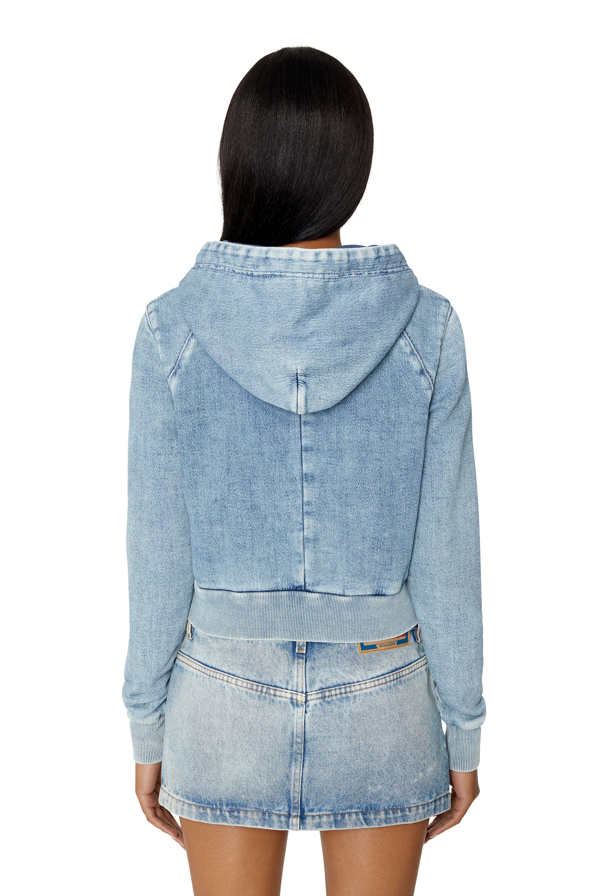 Diesel - D-ANGY TRACK DENIM HOODIE, Light Blue - Image 4