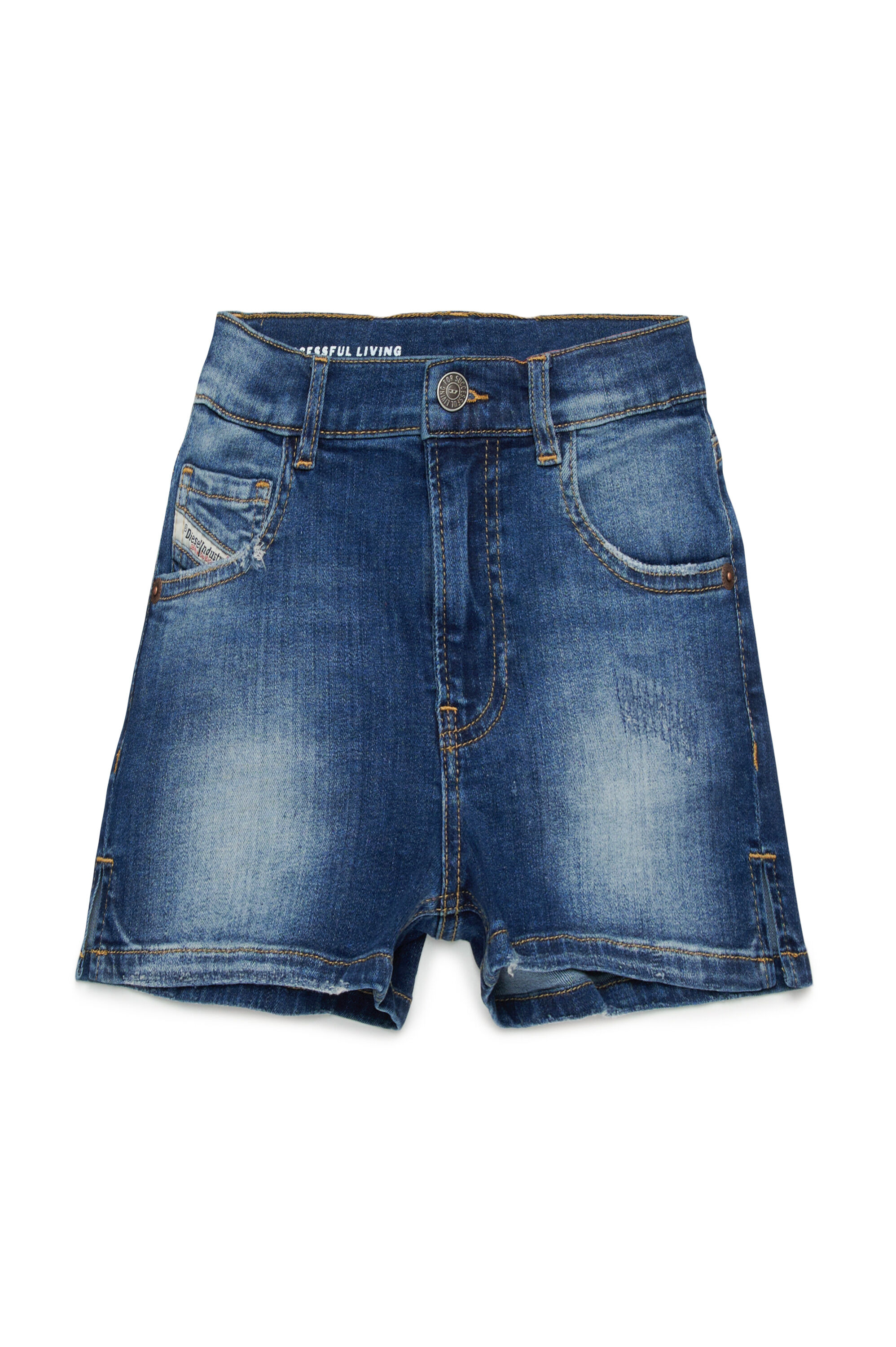 Diesel - PBOYSHORT-S, Woman's Shorts in rip&repair denim in Dark Blue - 1