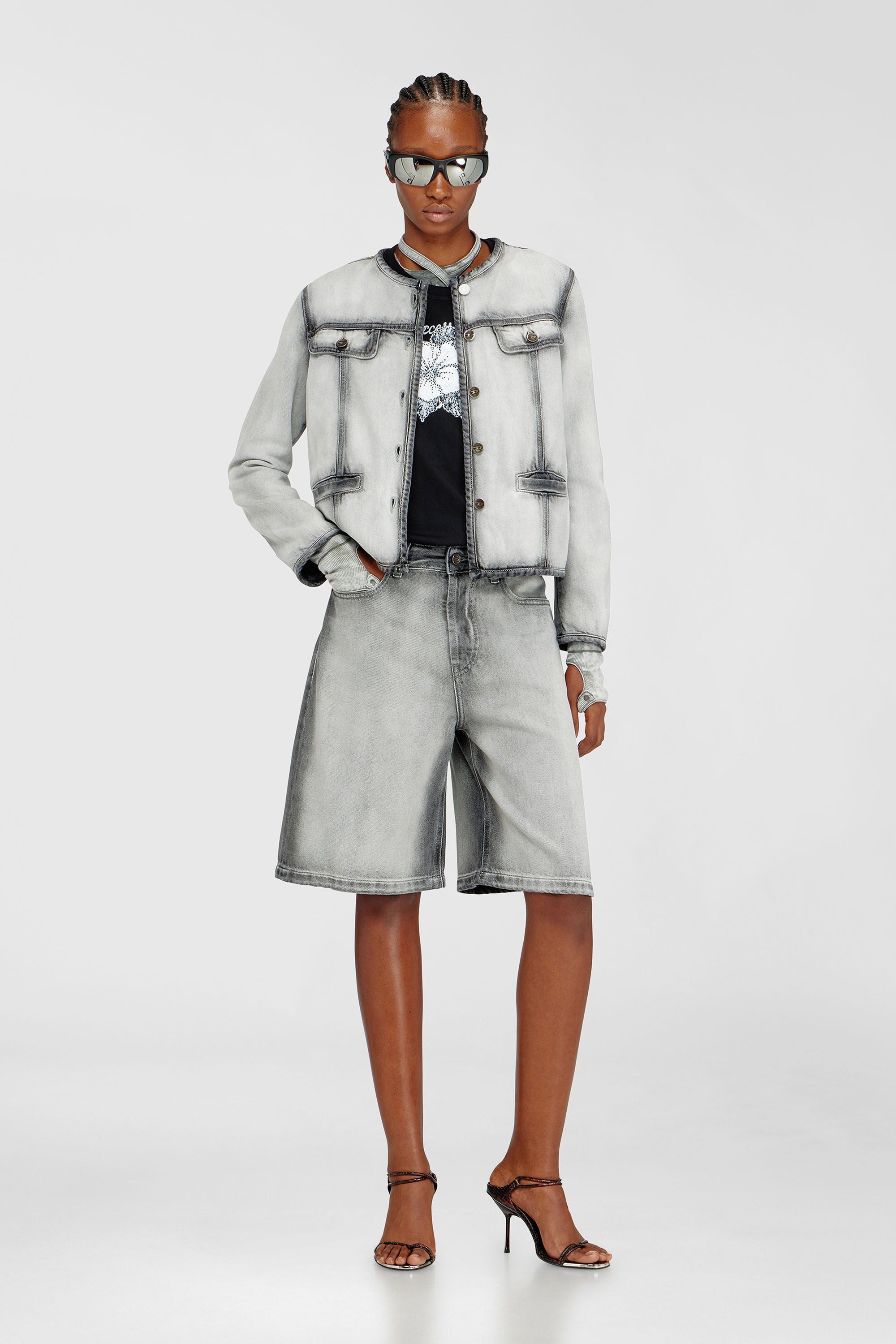 Diesel - DE-GRAFY-FSI, Woman's Jacket in soft skeleton denim in Grey - 1