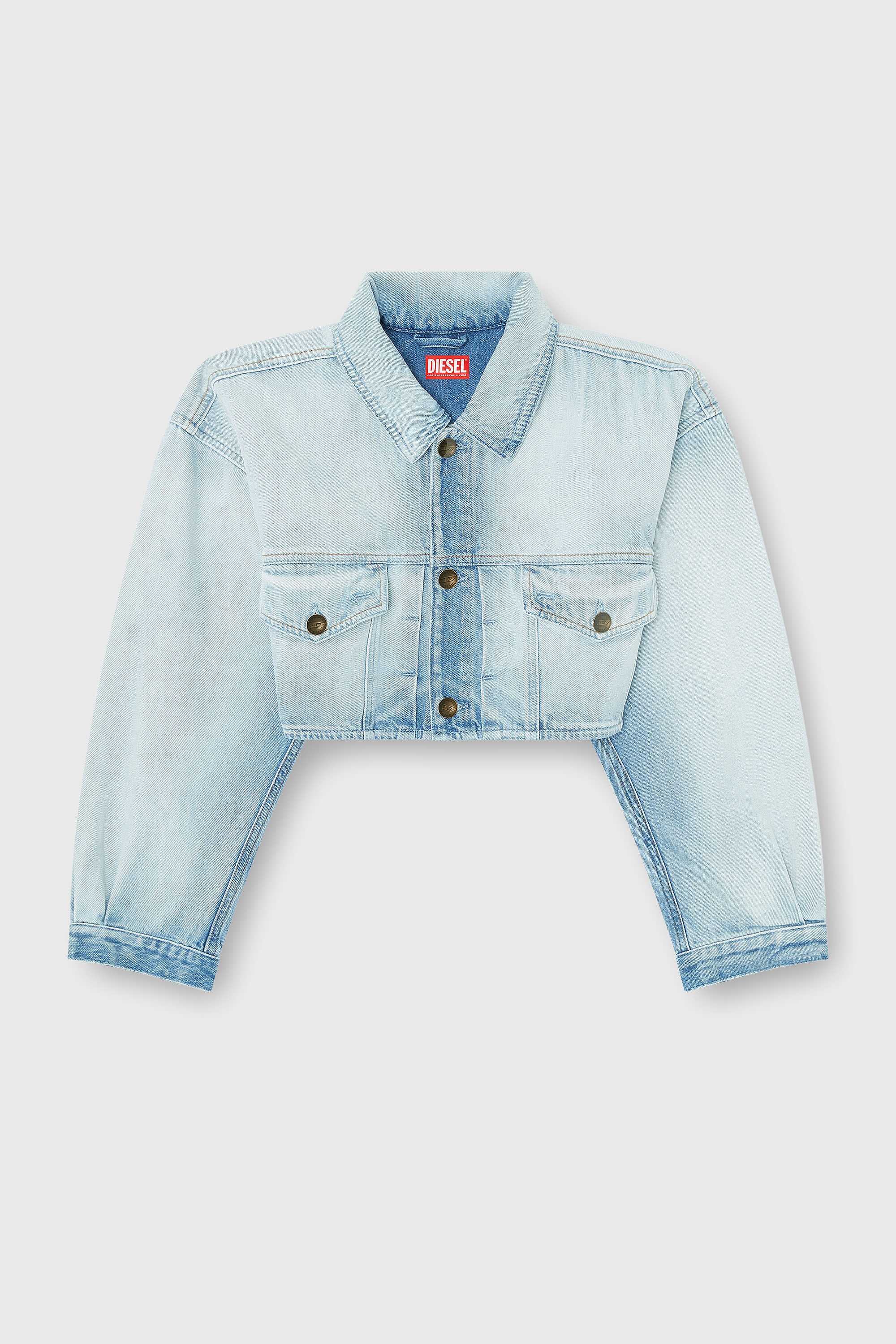 Diesel - DE-MALLEY-S, Woman's Oversized cropped trucker jacket in Light Blue - 2