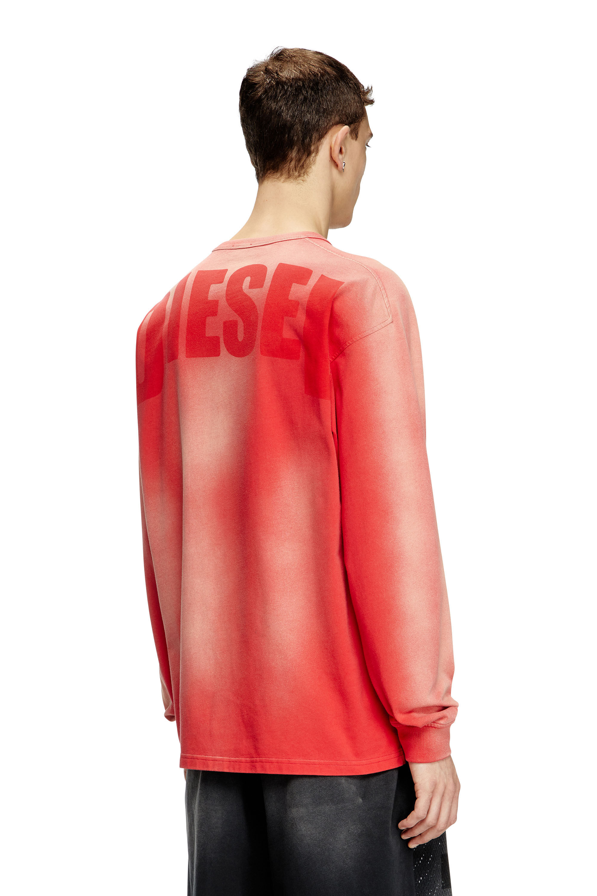 Men's Faded long-sleeve T-shirt with mesh front | Red | Diesel