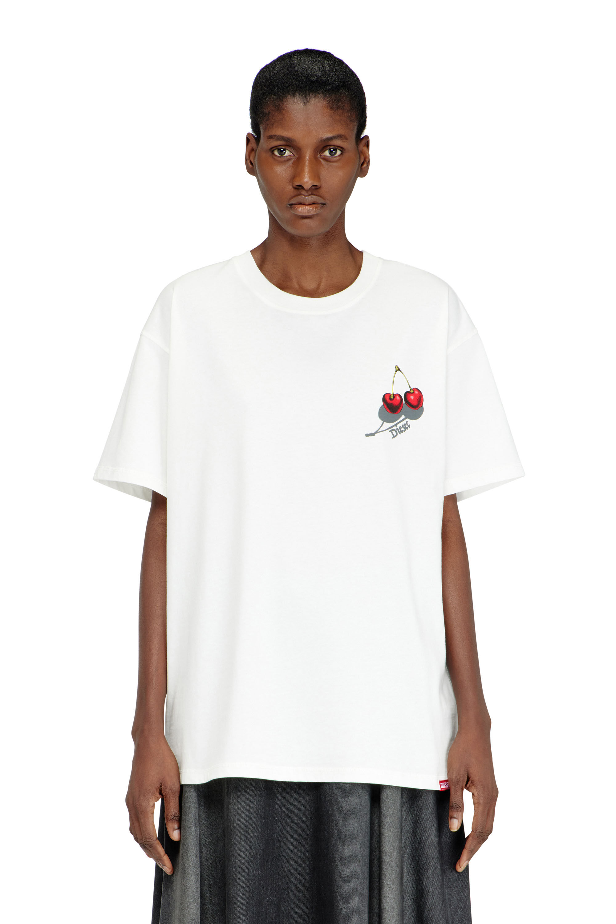 Women's Cotton T-shirt with cherry graphic | White | Diesel