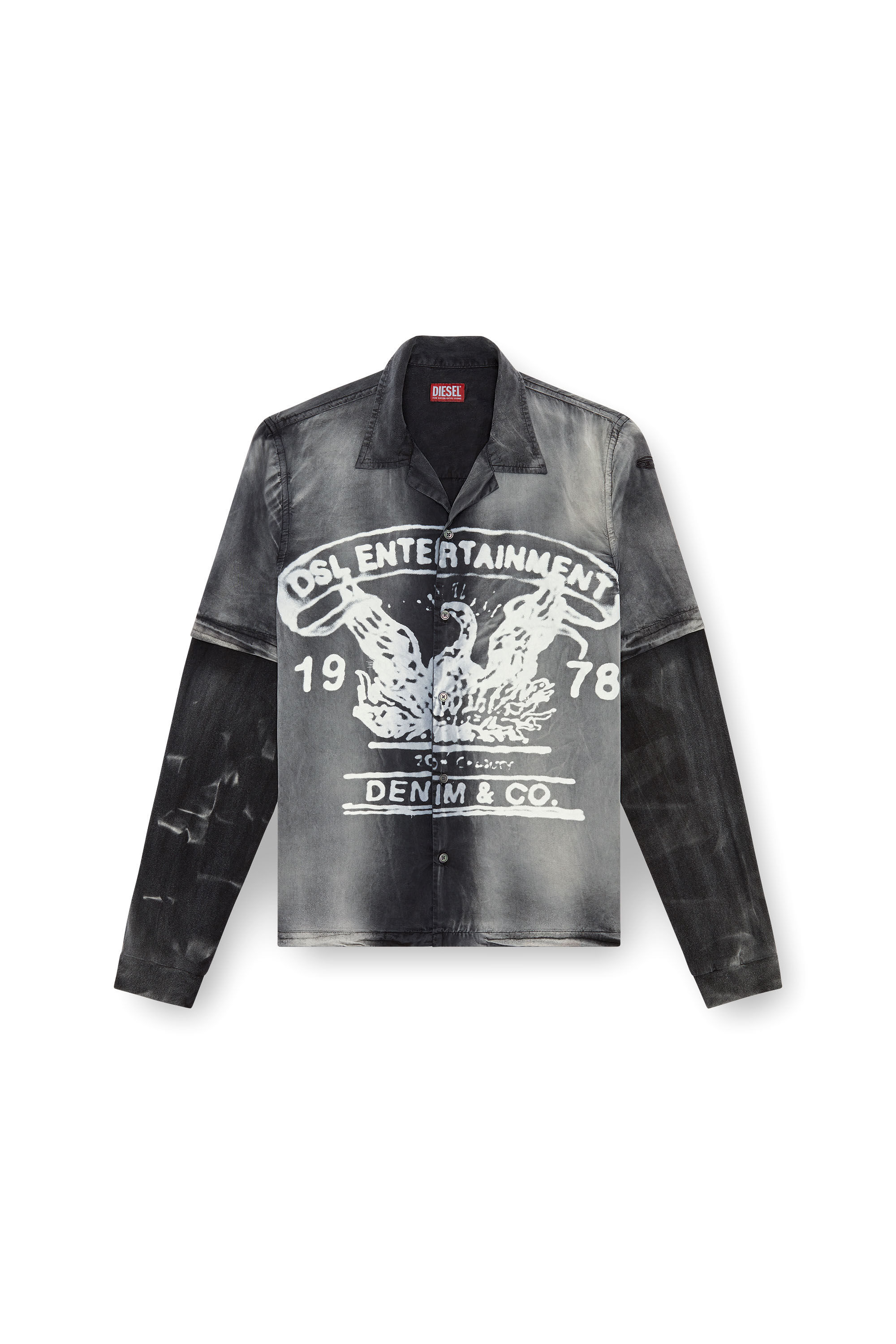 Diesel - S-EEKLO, Man Faded bowling shirt with logo graphic in Multicolor - Image 2