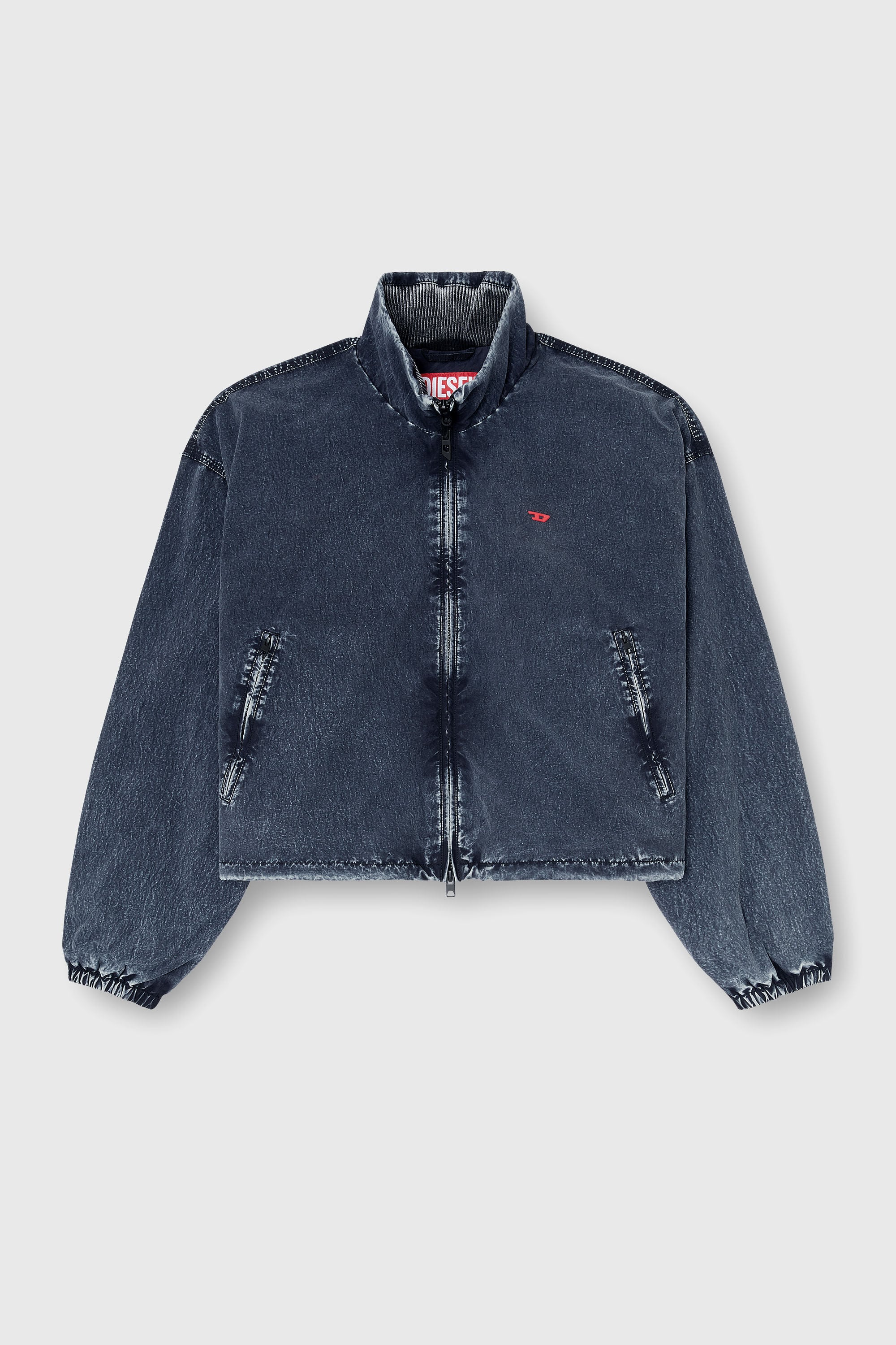Diesel - G-LEAMER, Woman's Windbreaker jacket in acid-wash Taslan in Dark Blue - 2