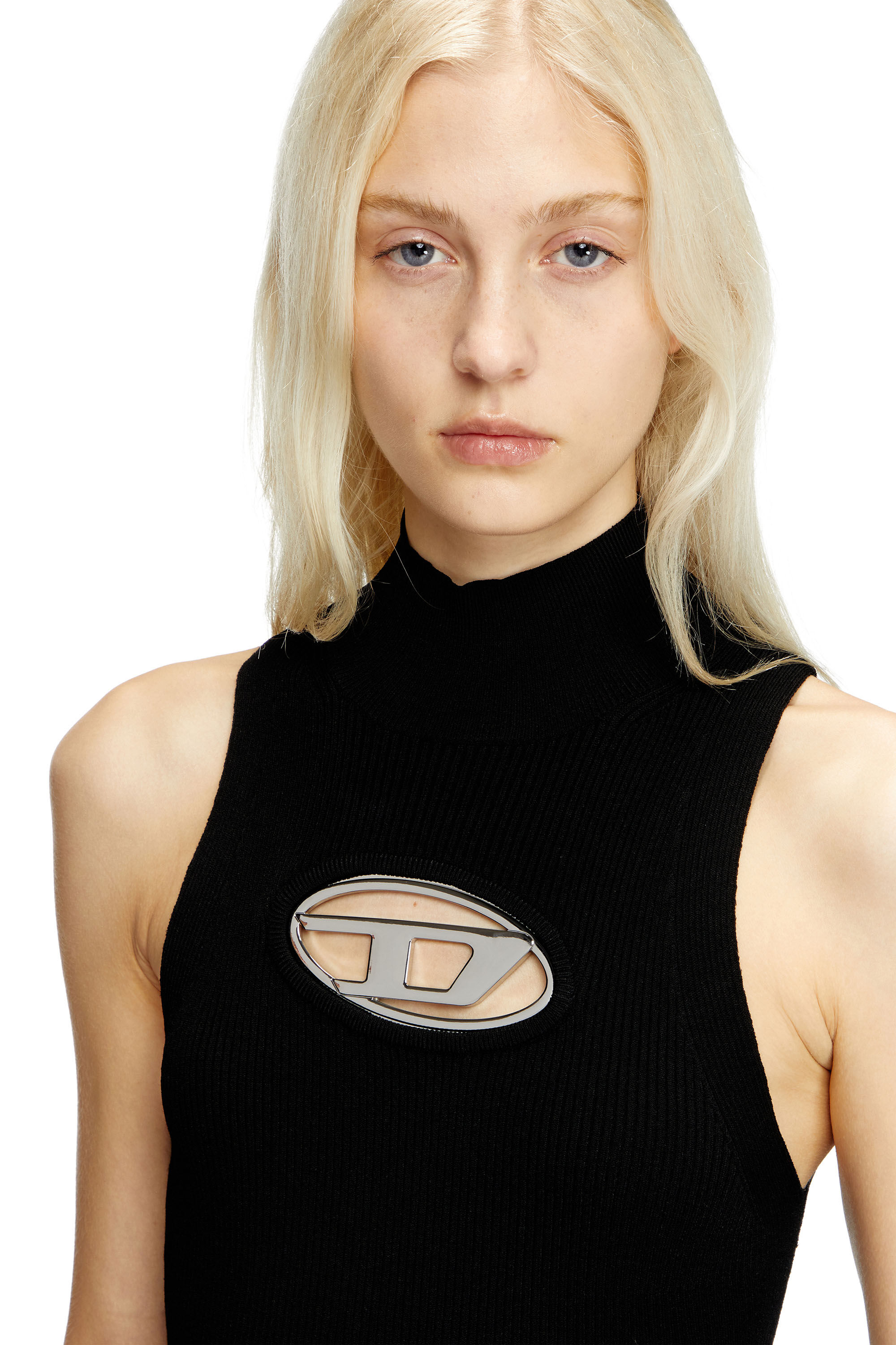 M-ONERVA Woman: Short dress with cut-out and logo plaque | Diesel
