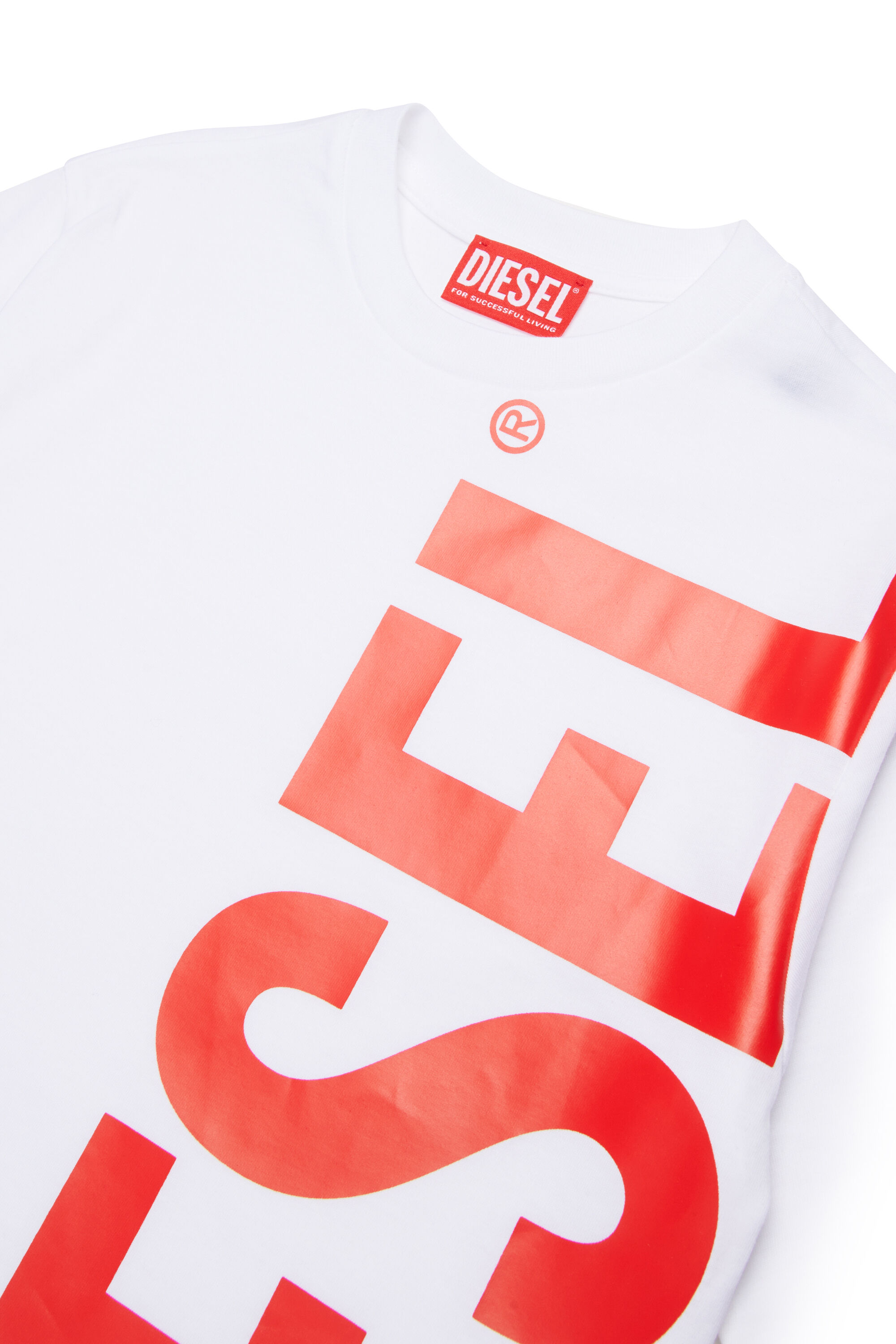 Diesel - MTOMS OVER, Man's Cotton T-shirt with maxi logo print in White - 3