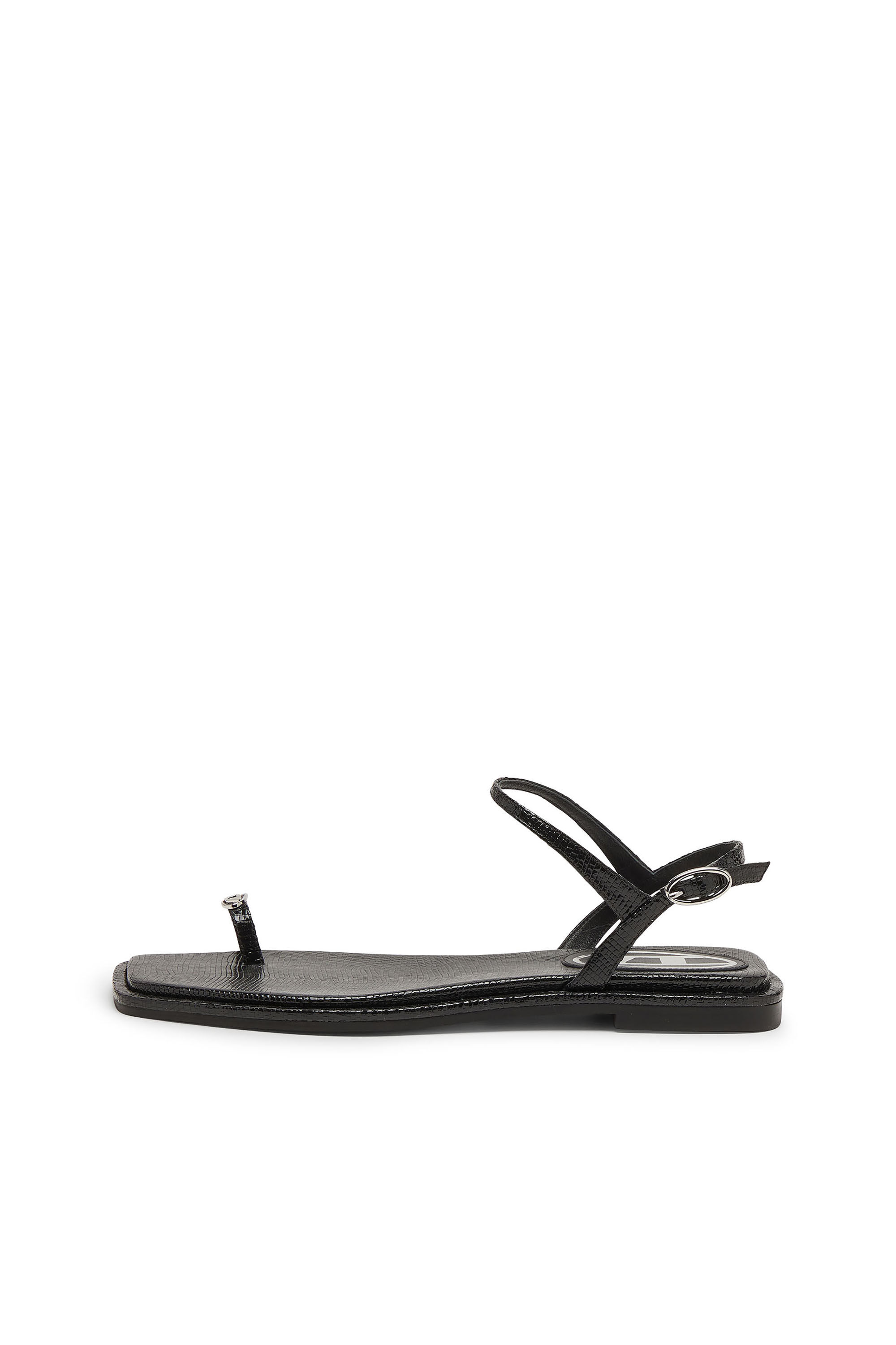 Diesel - D-AMBER INFRA 0, Woman's D-AMBER - Sandal in leather with metallic logo in Black - 8