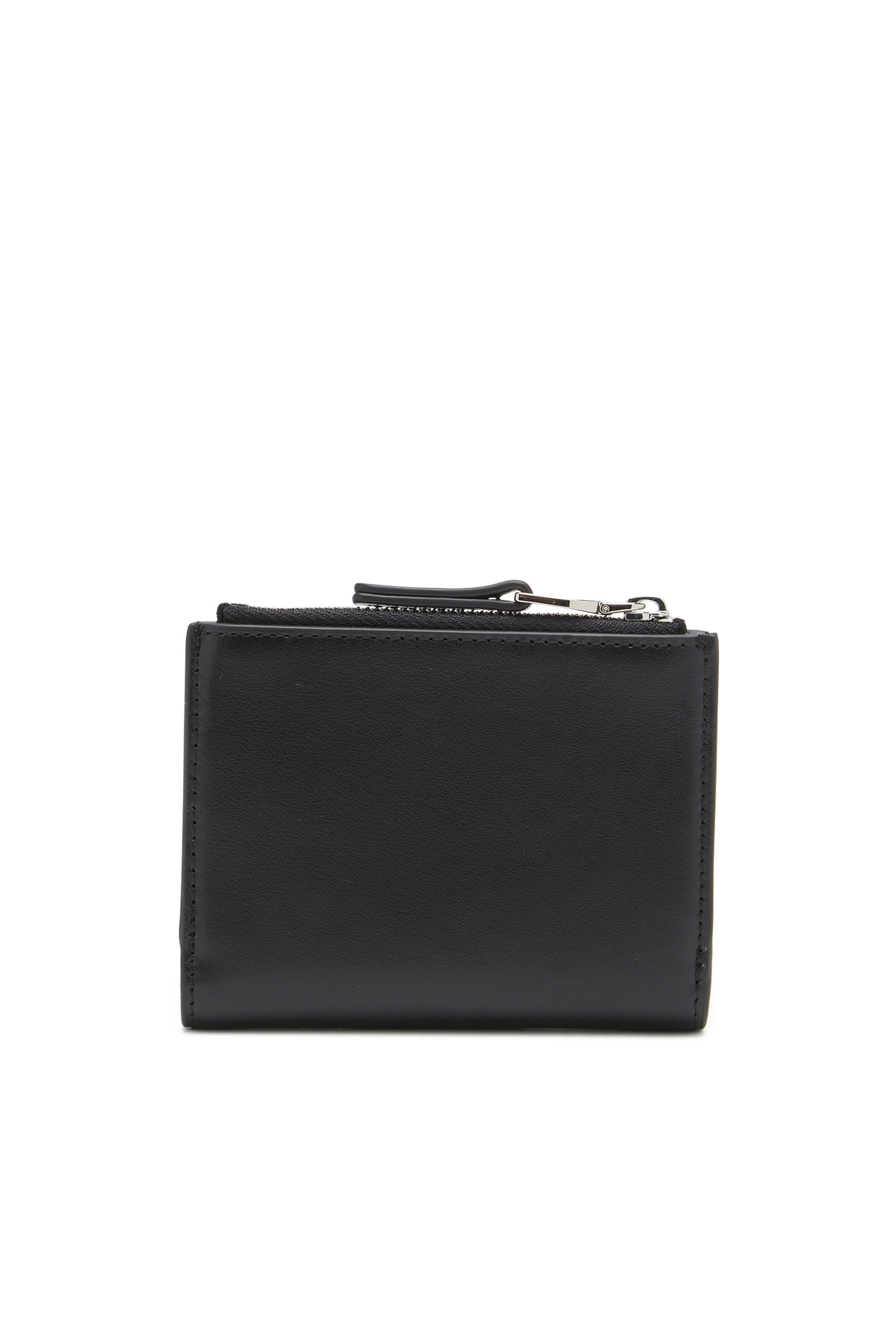 Women's Small leather wallet with logo plaque | Black | Diesel