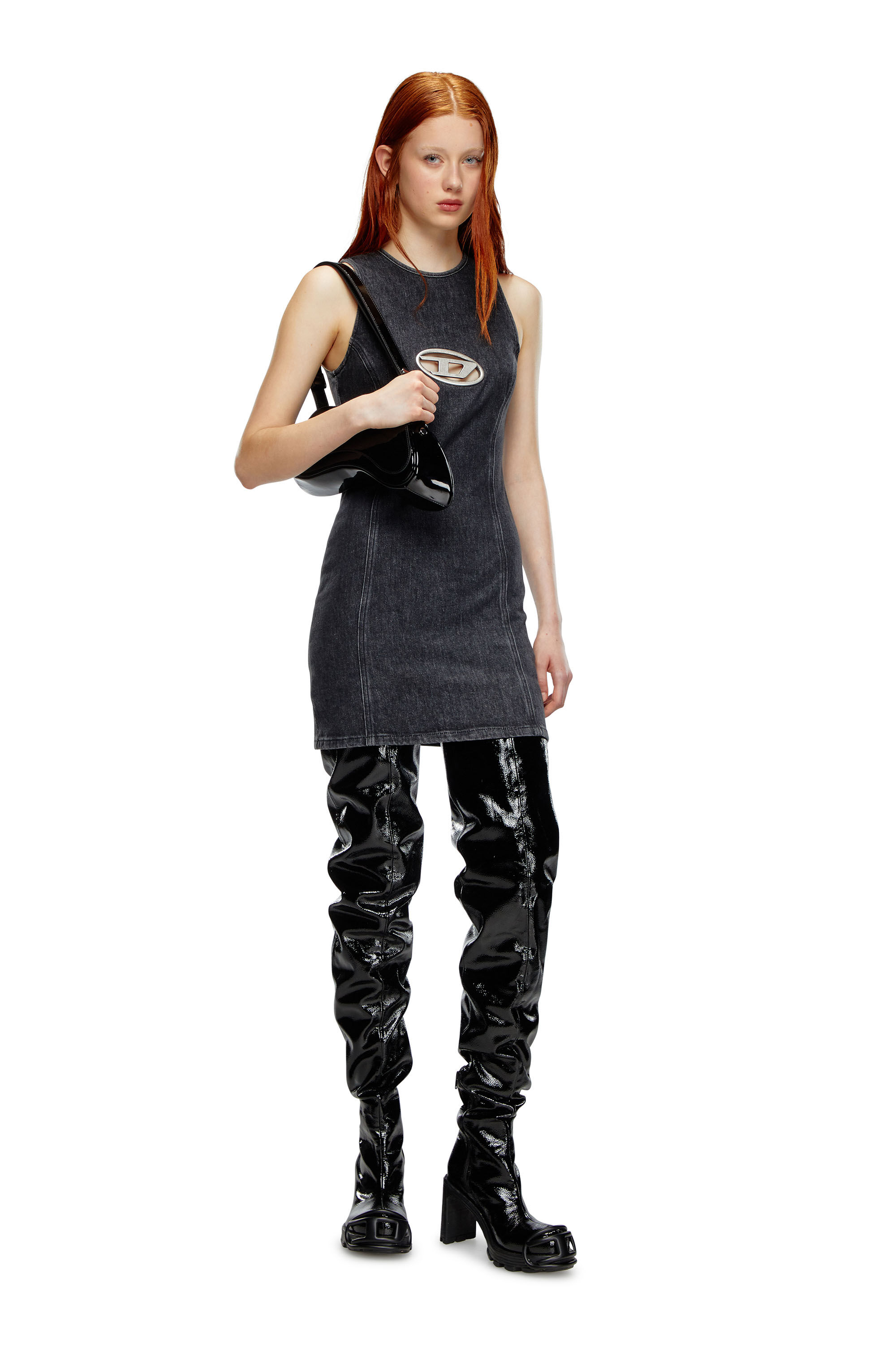 【関税&送料込】Diesel Denim De-Dra Mini Dress DE-DRA-SHORT-FSG Minidress in fringed Tencel denim｜ブルー